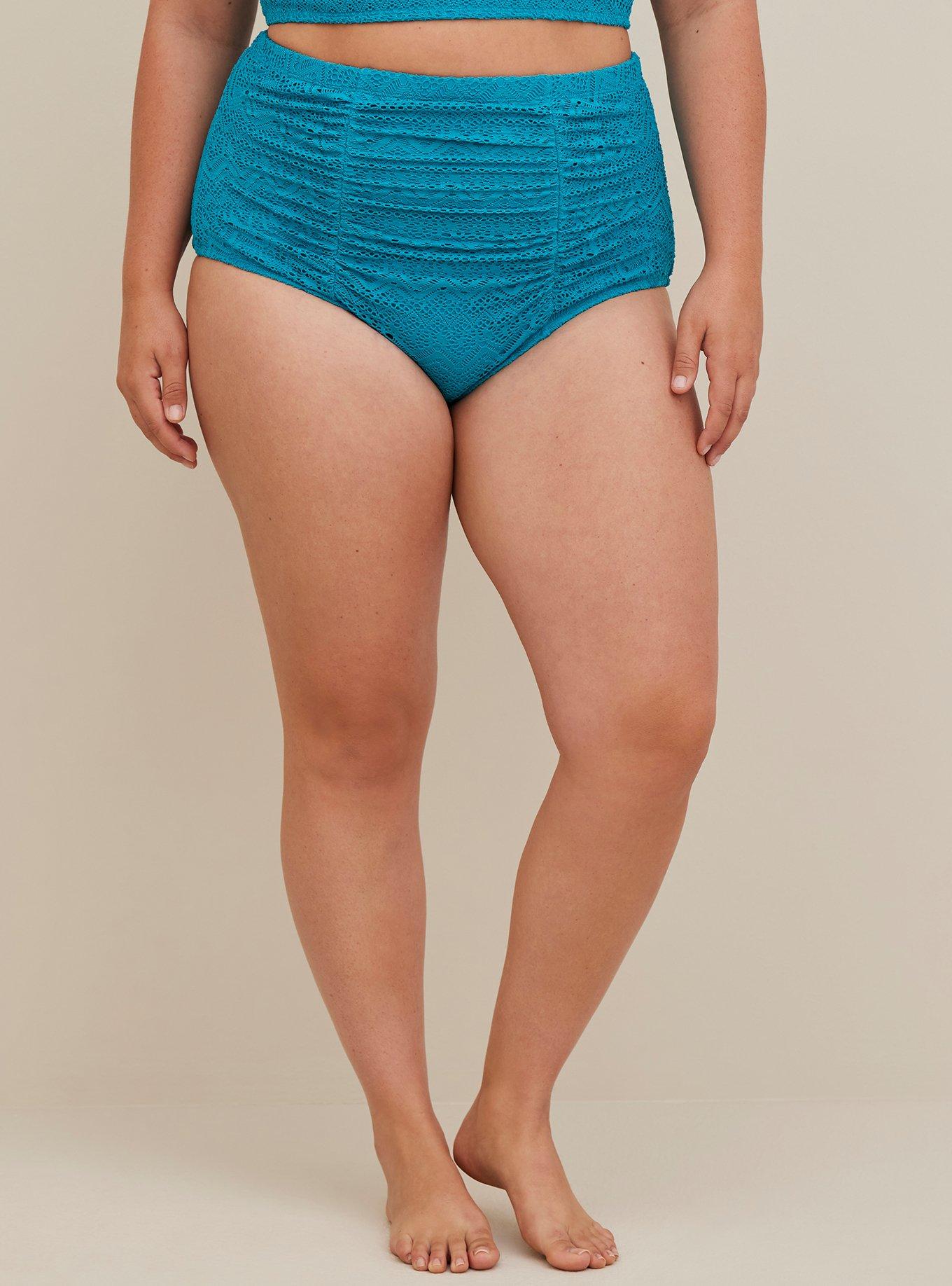 Plus Size - High-Rise Ruched Crochet Swim Bottom - Torrid