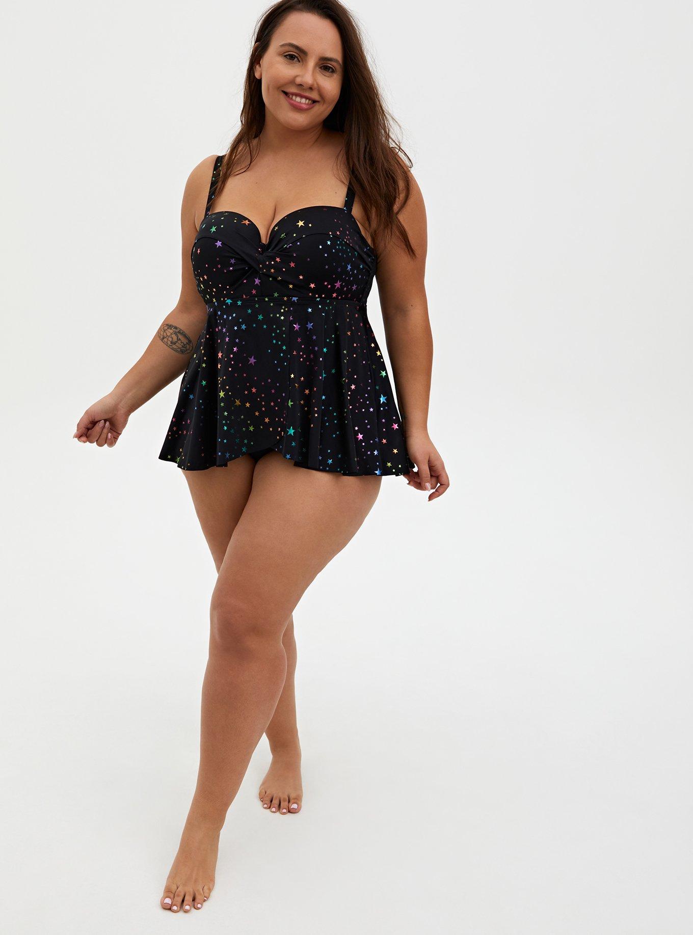 Underwire Twist Front One Piece Swimsuit, RAINBOW, alternate