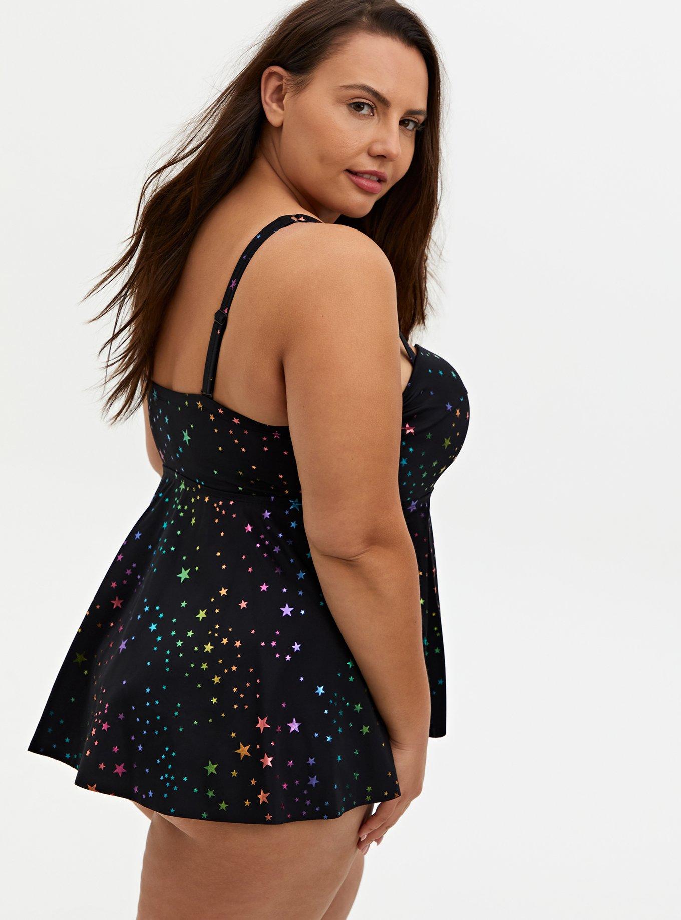Underwire Twist Front One Piece Swimsuit, RAINBOW, alternate