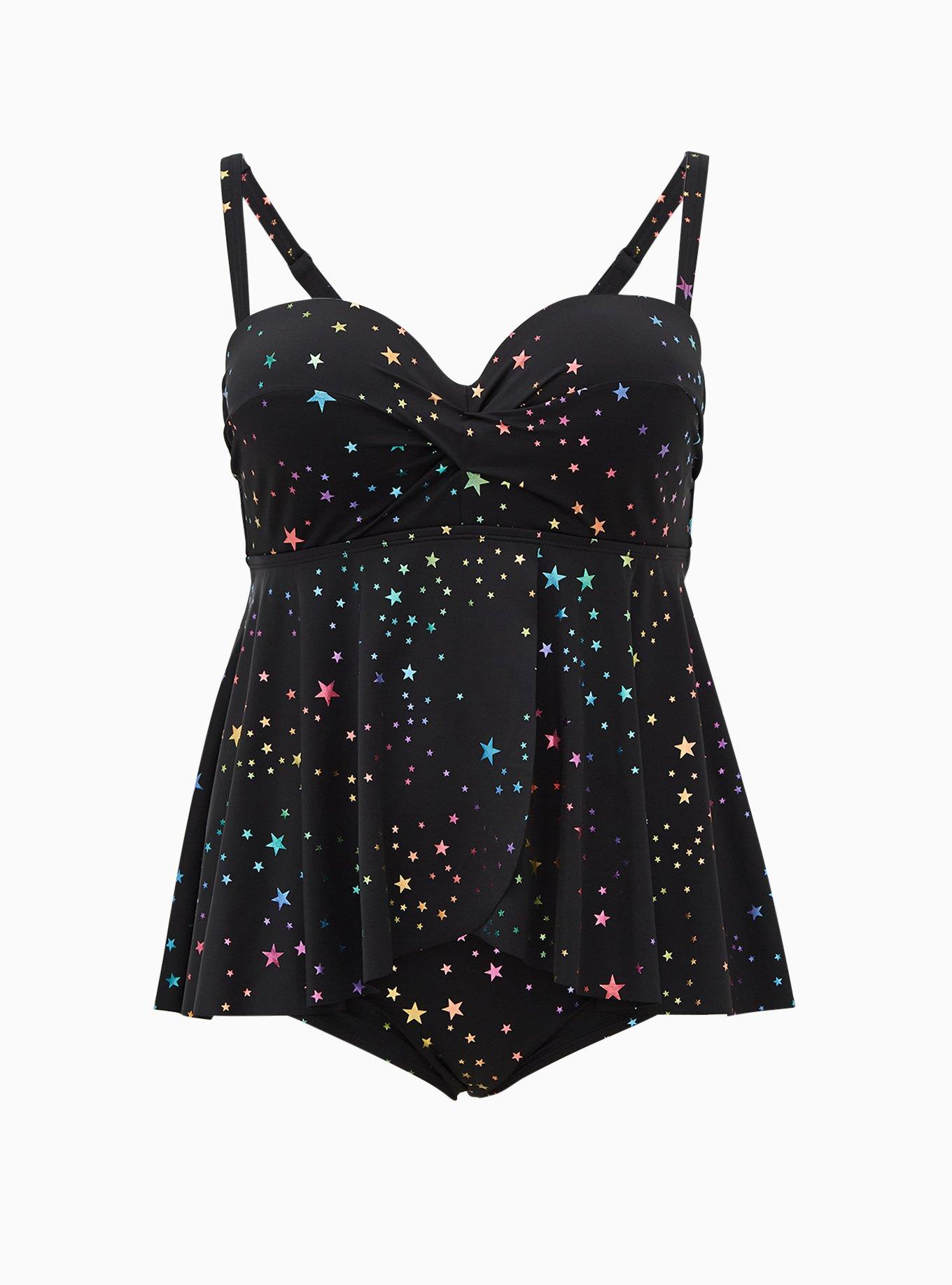 Underwire Twist Front One Piece Swimsuit, RAINBOW, hi-res