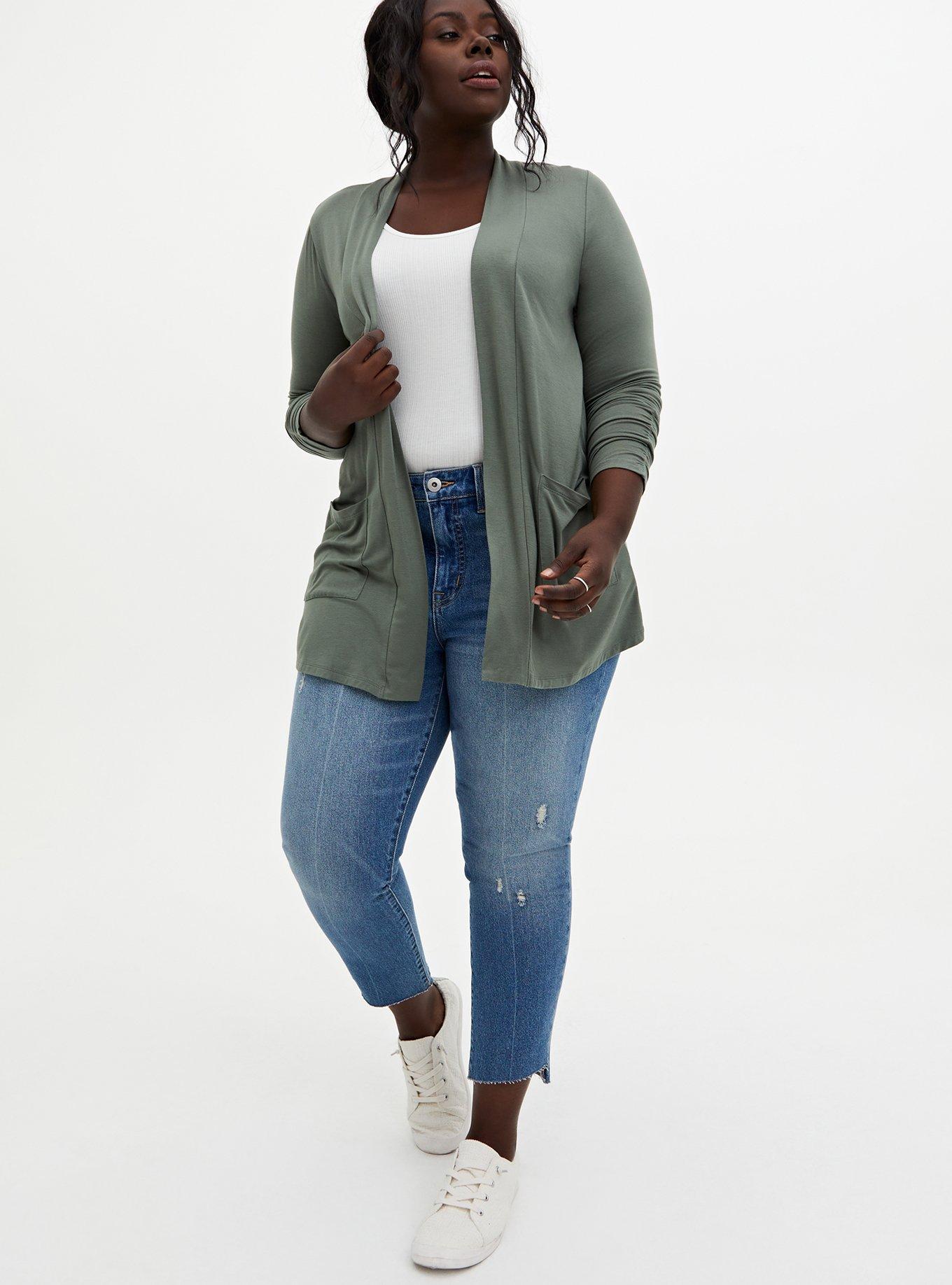 Super Soft Boyfriend Cardigan Open Front, SAGE, alternate