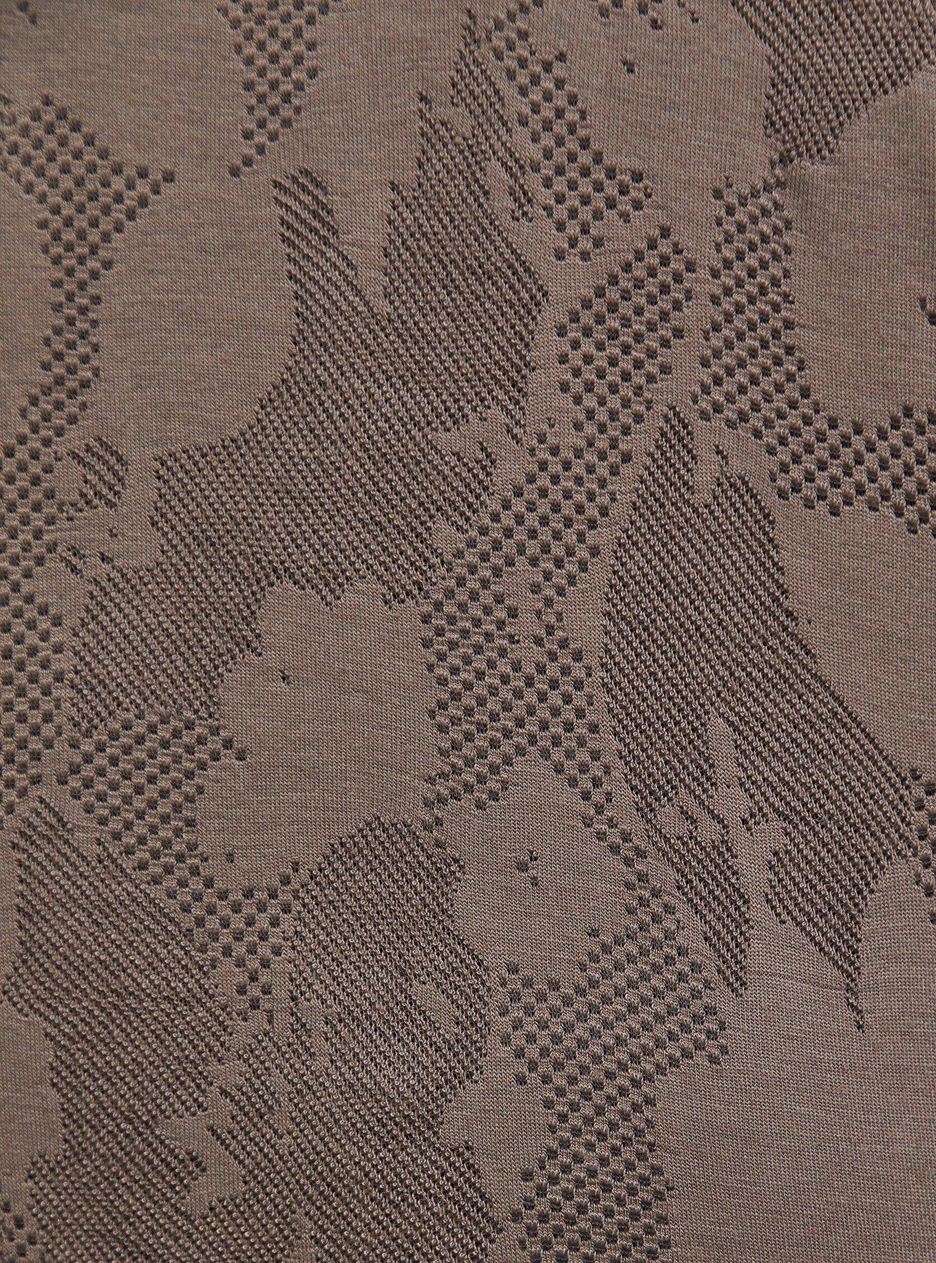 Plus Size Dark Taupe Floral Pointelle Longline Cardigan, FALCON, alternate