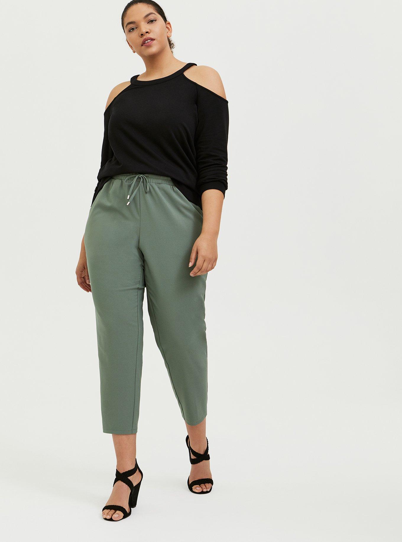 Plus Size Black Terry Cold Shoulder Sweatshirt, DEEP BLACK, alternate