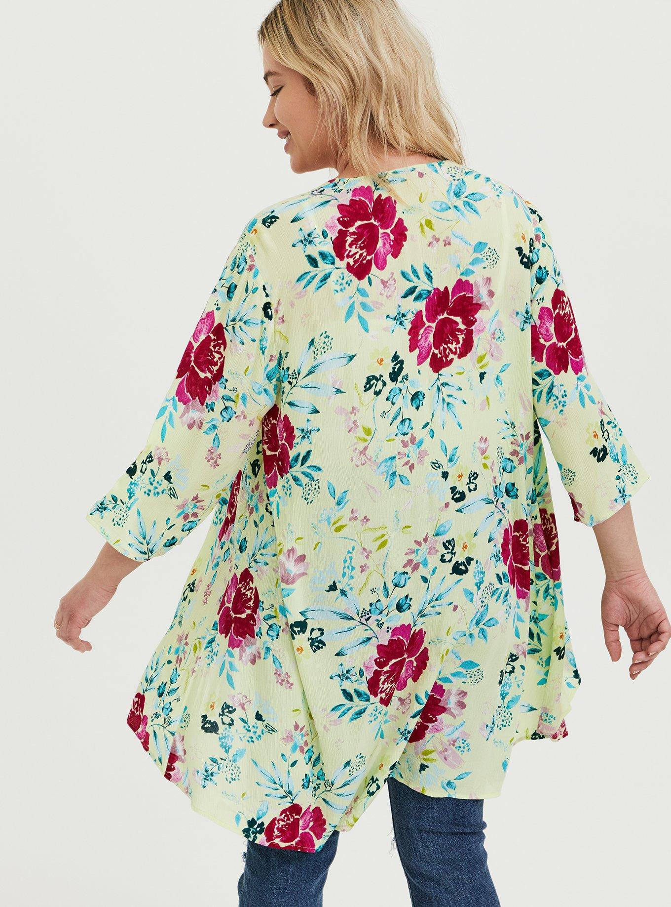 Crinkle Gauze Kimono, FLORAL, alternate