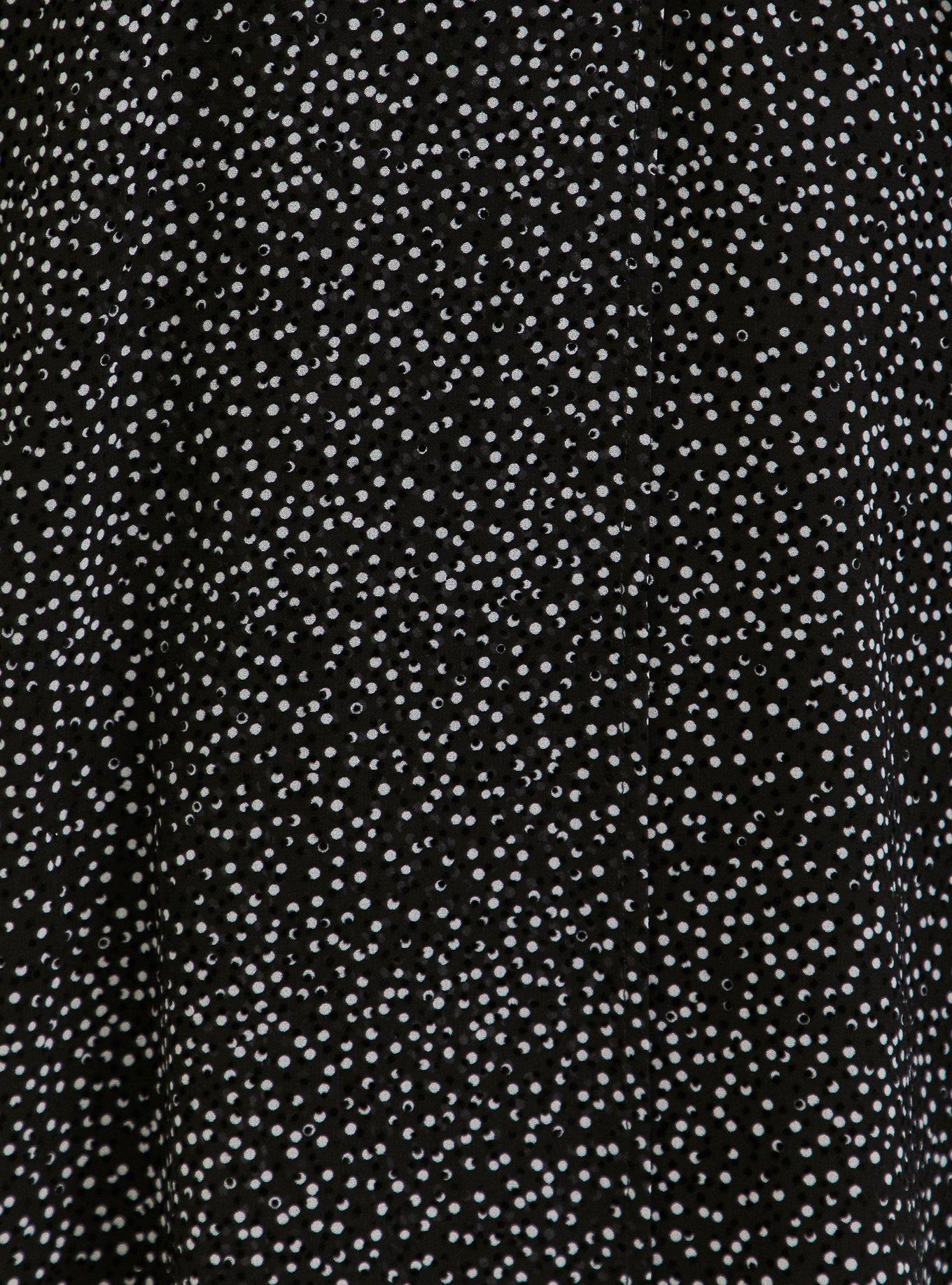 Plus Size Black Polka Dot Flocked Chiffon Belted Midi Dress, BLACK DOT, alternate