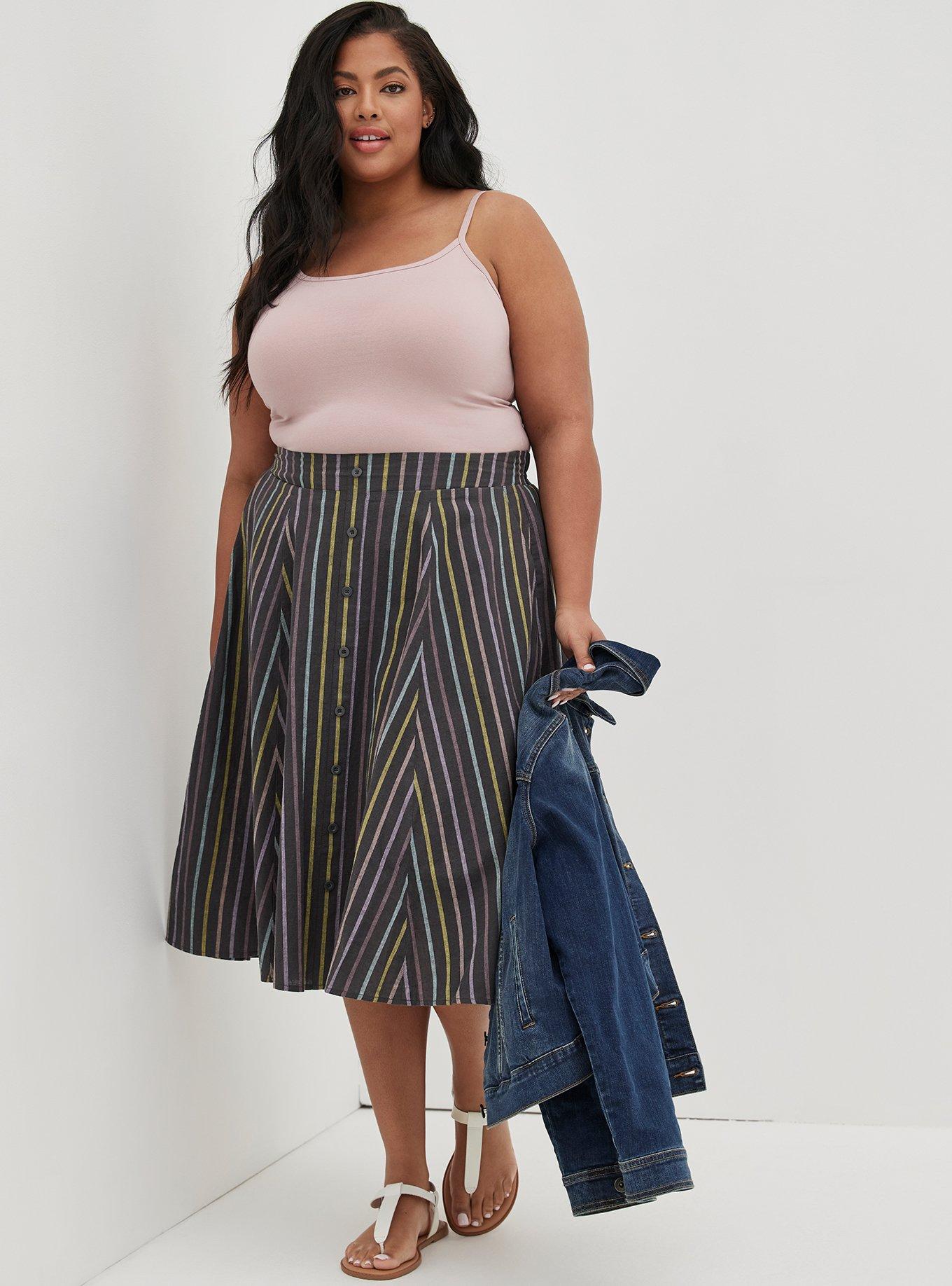 Button up 2025 skirt plus size