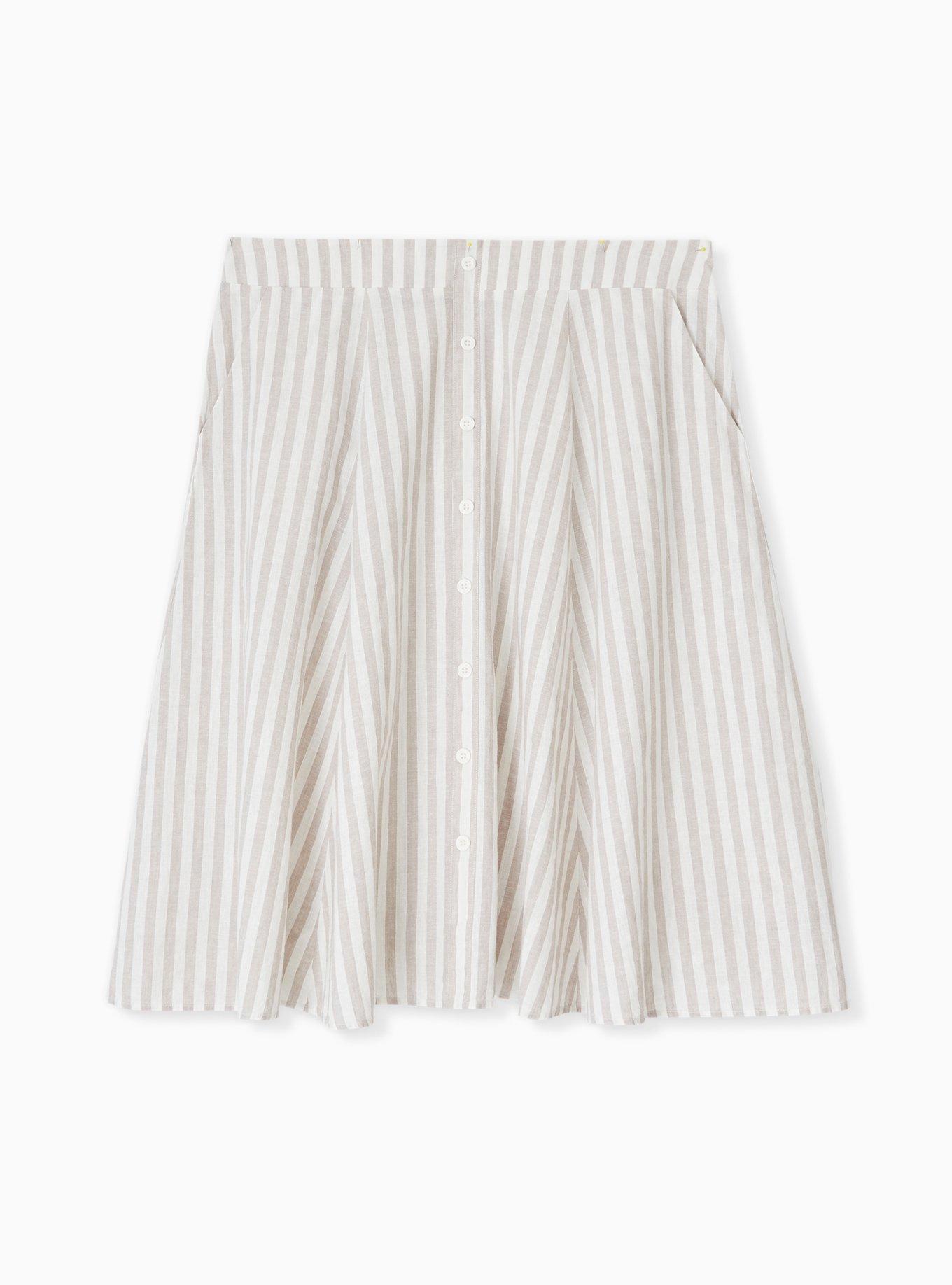 Midi Linen Button-Up Skirt, , hi-res