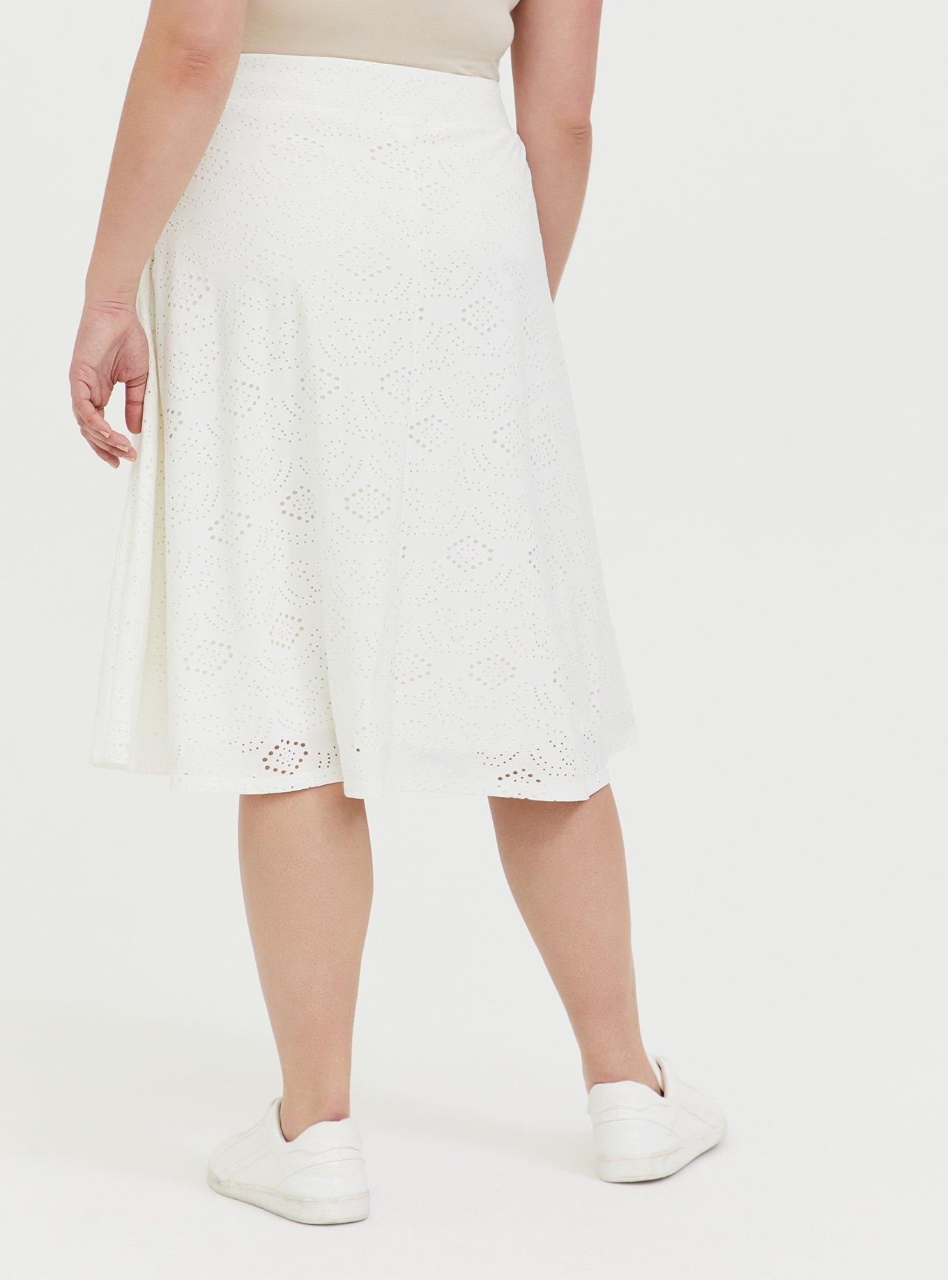 Ivory Eyelet Button Midi Skirt, CLOUD DANCER, alternate