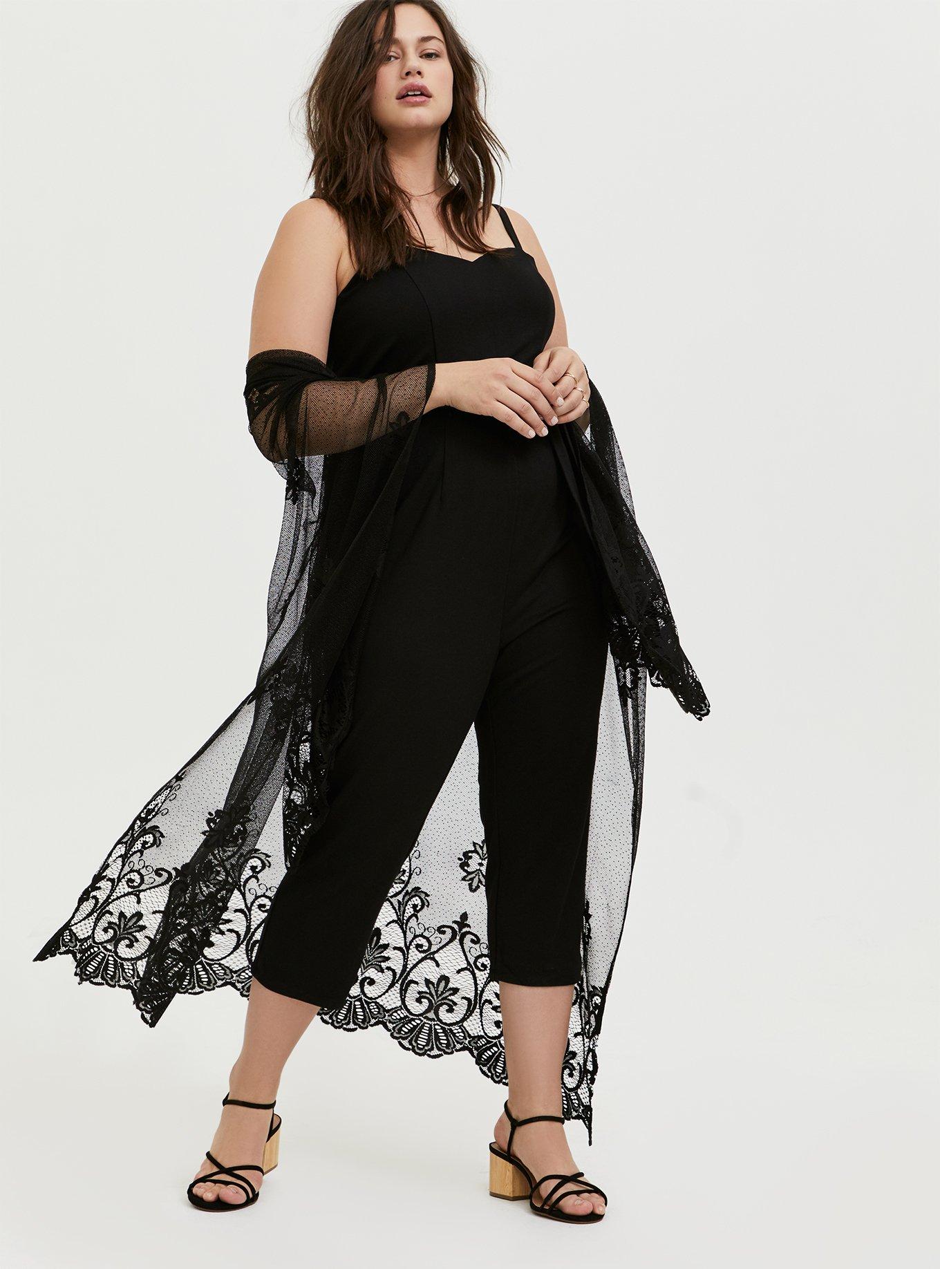 Plus Size - Black Premium Ponte Self Tie Strapless Jumpsuit - Torrid