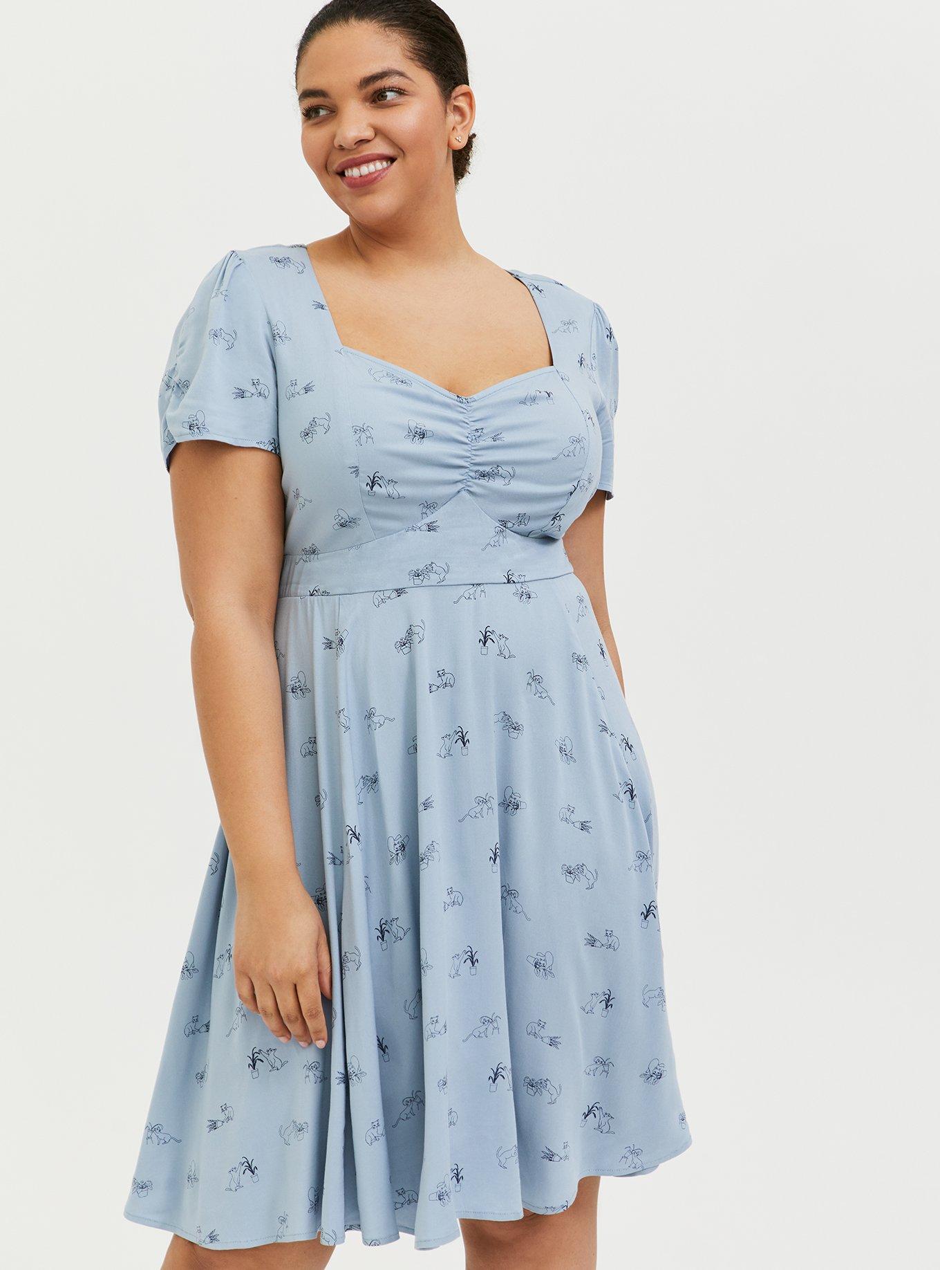 Plus Size - Mini Challis Shirred-Front Skater Dress - Torrid