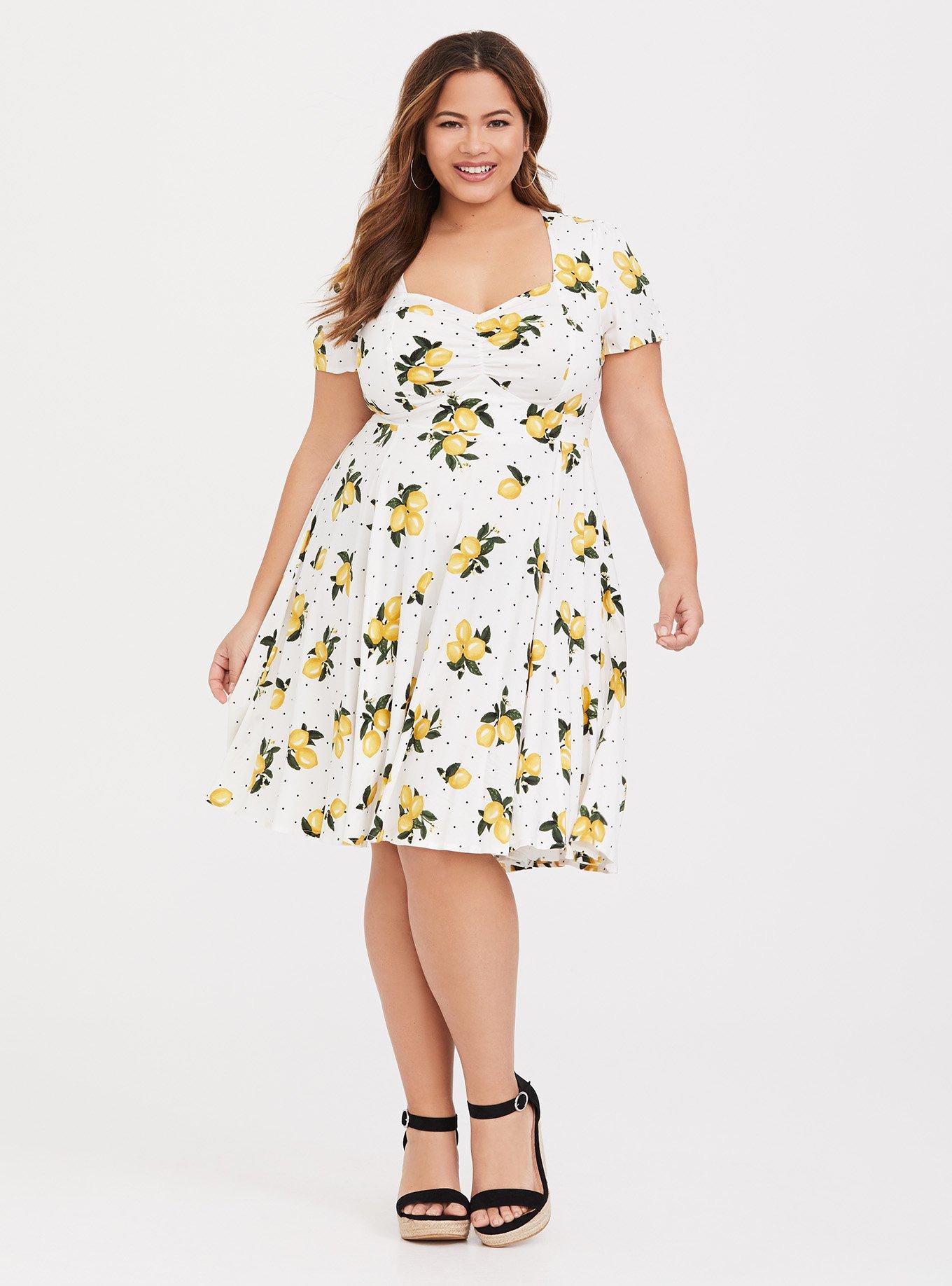 Plus Size - Mini Challis Shirred-Front Skater Dress - Torrid