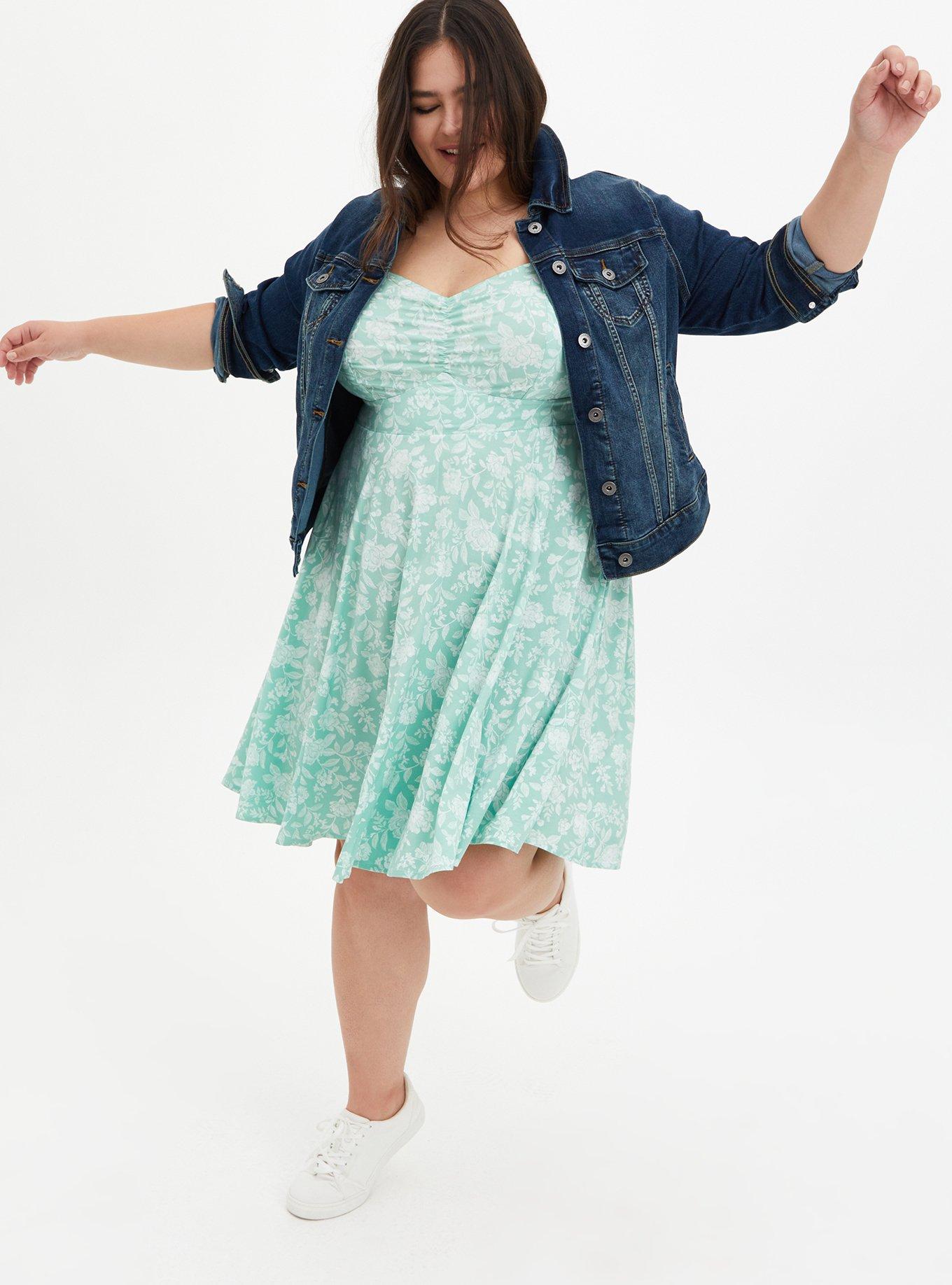 Polka Dot Challis Skater Dress, FLORAL MINT, alternate