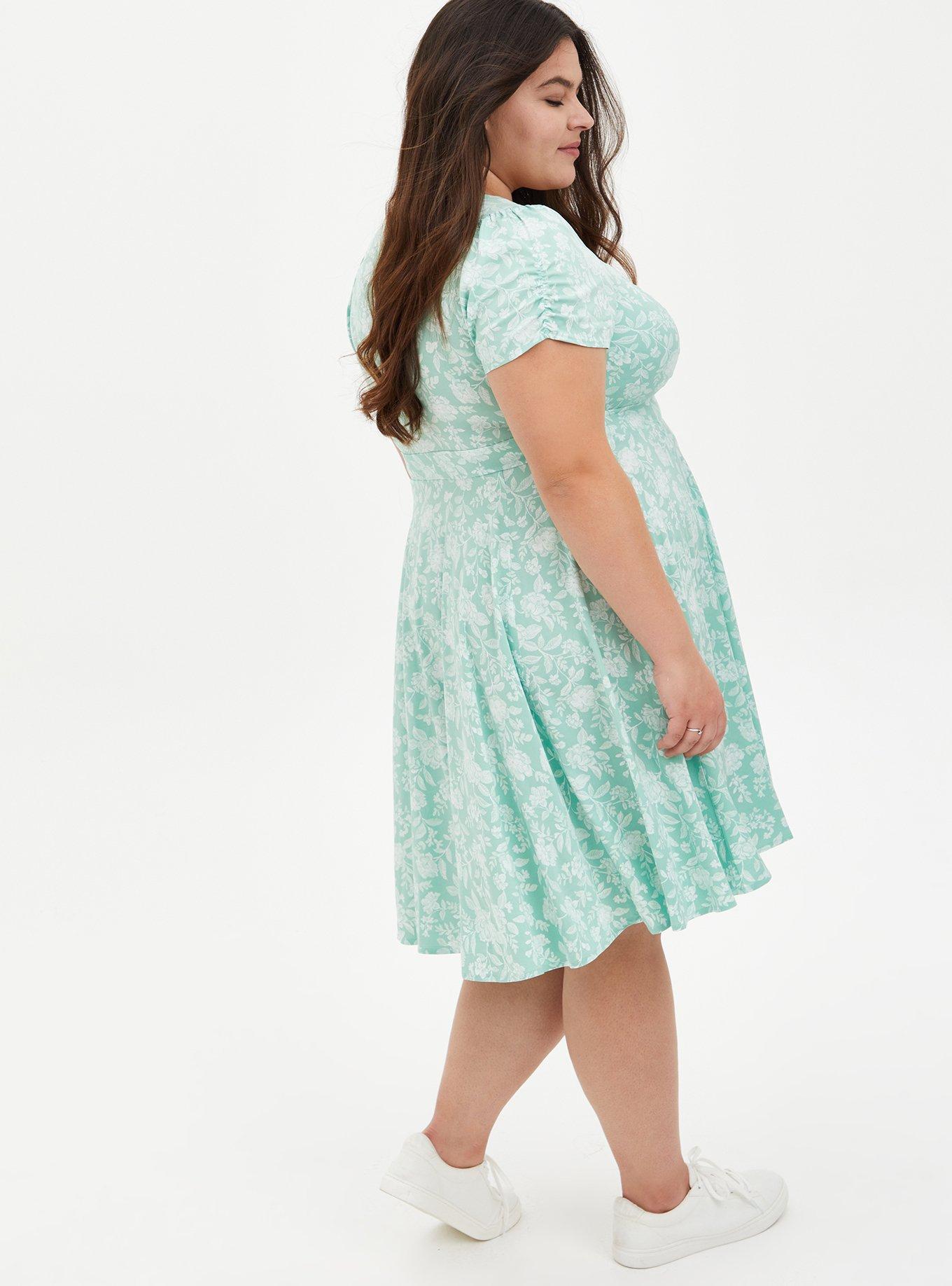 Polka Dot Challis Skater Dress, FLORAL MINT, alternate