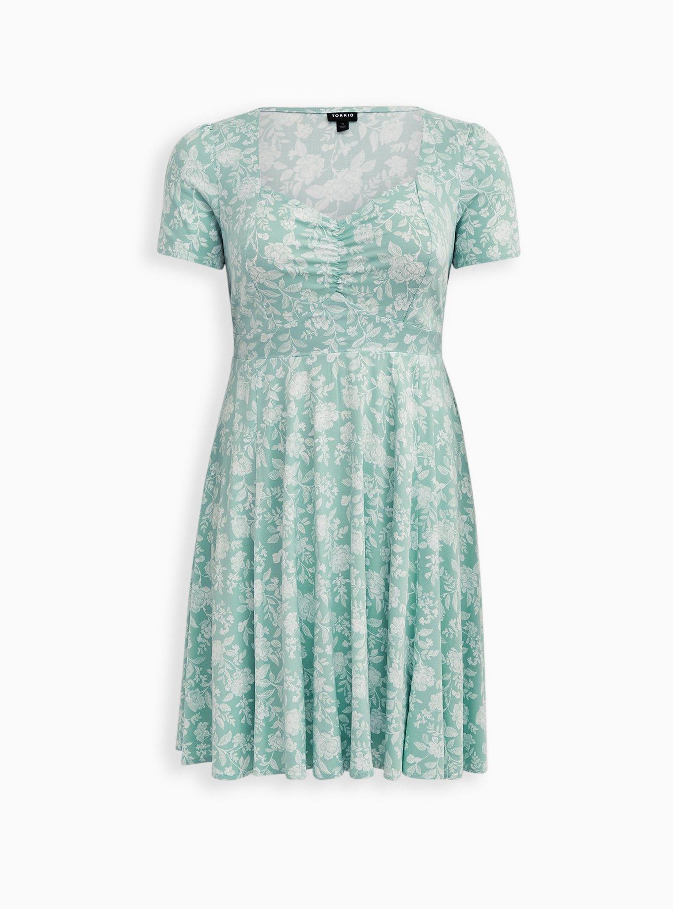 Polka Dot Challis Skater Dress, FLORAL MINT, hi-res