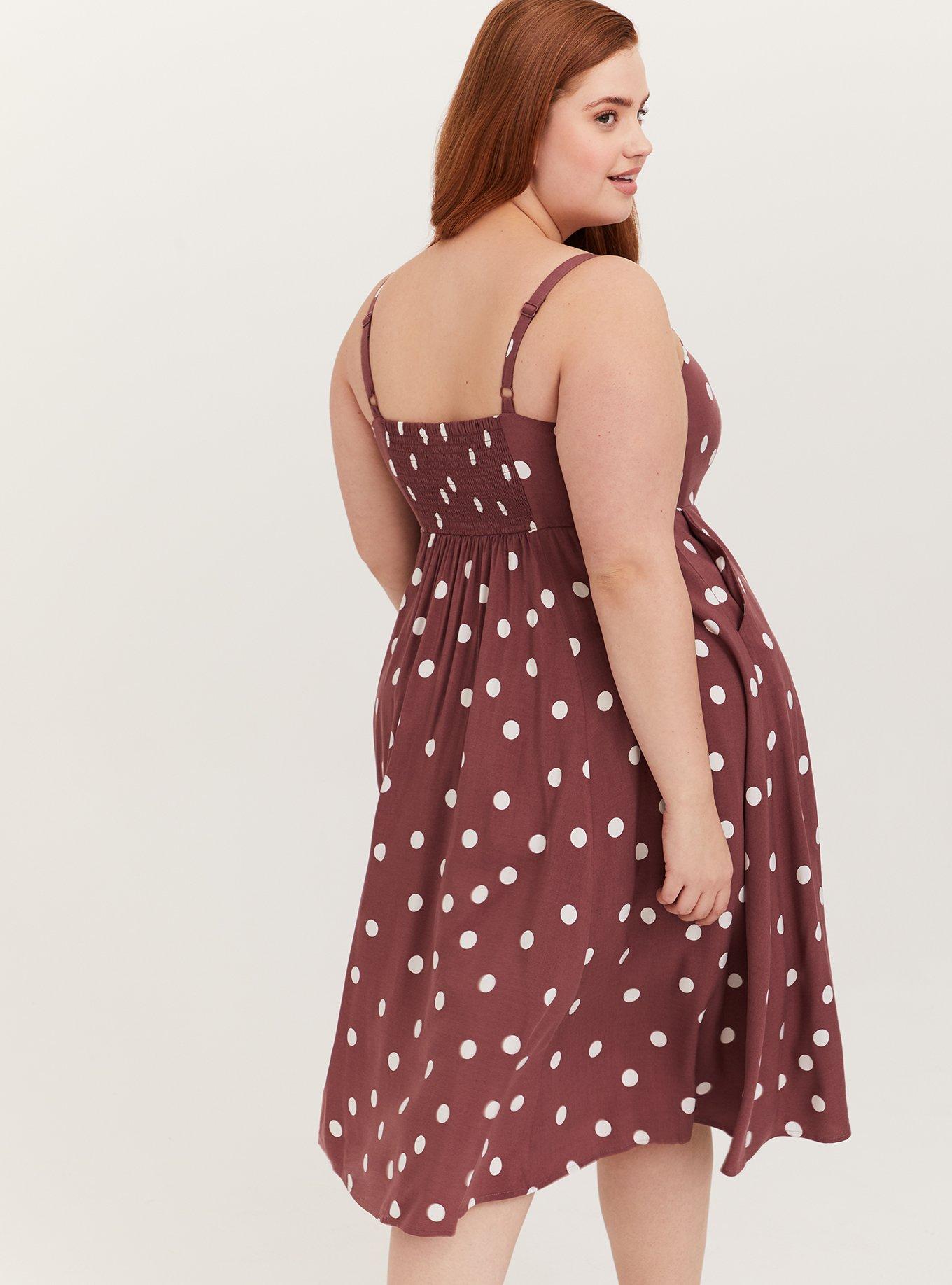 Midi Challis Button-Front Dress, BROWN DOT, alternate