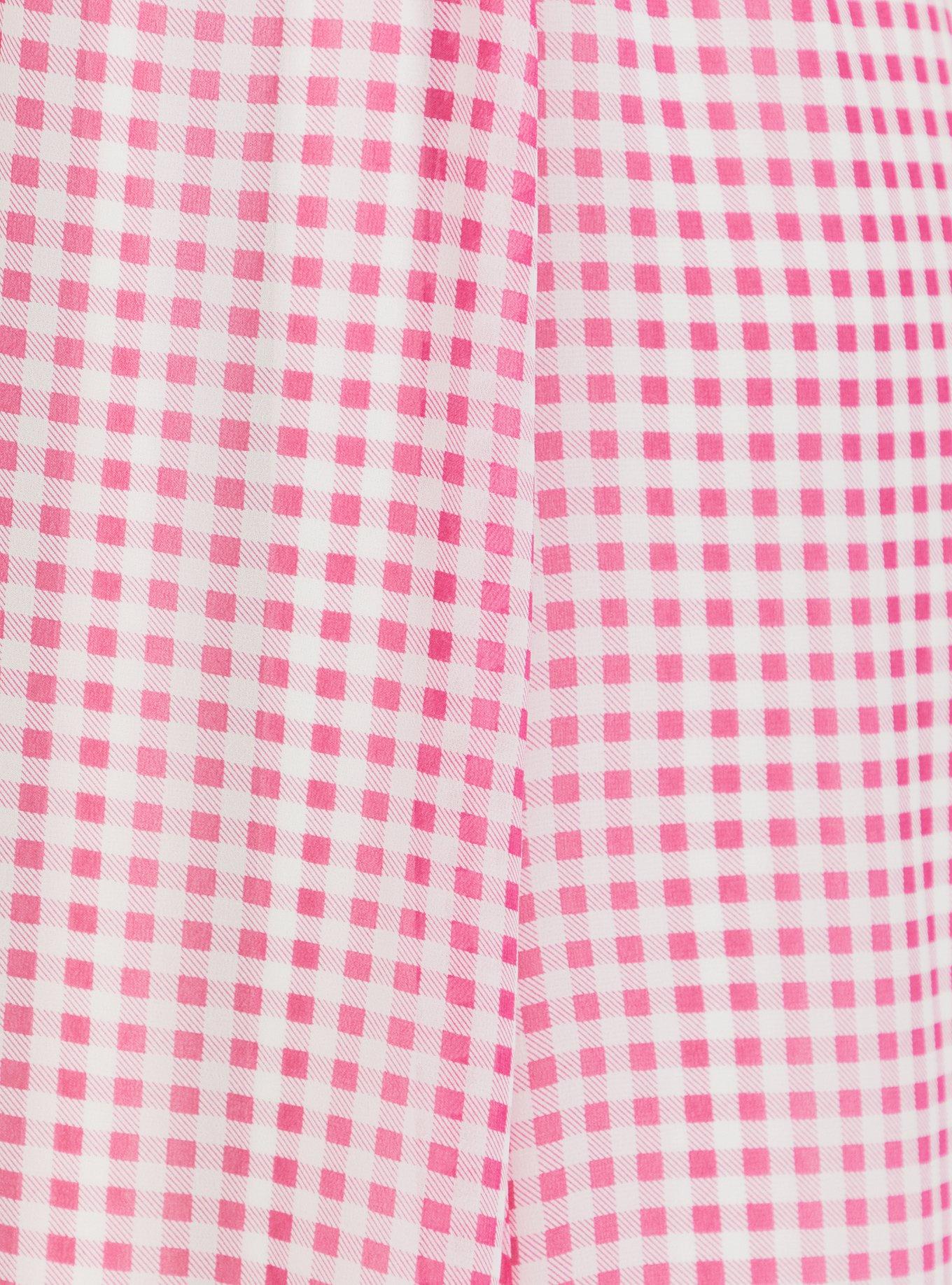 Plus Size - Hot Pink Gingham Chiffon Button Midi Dress - Torrid