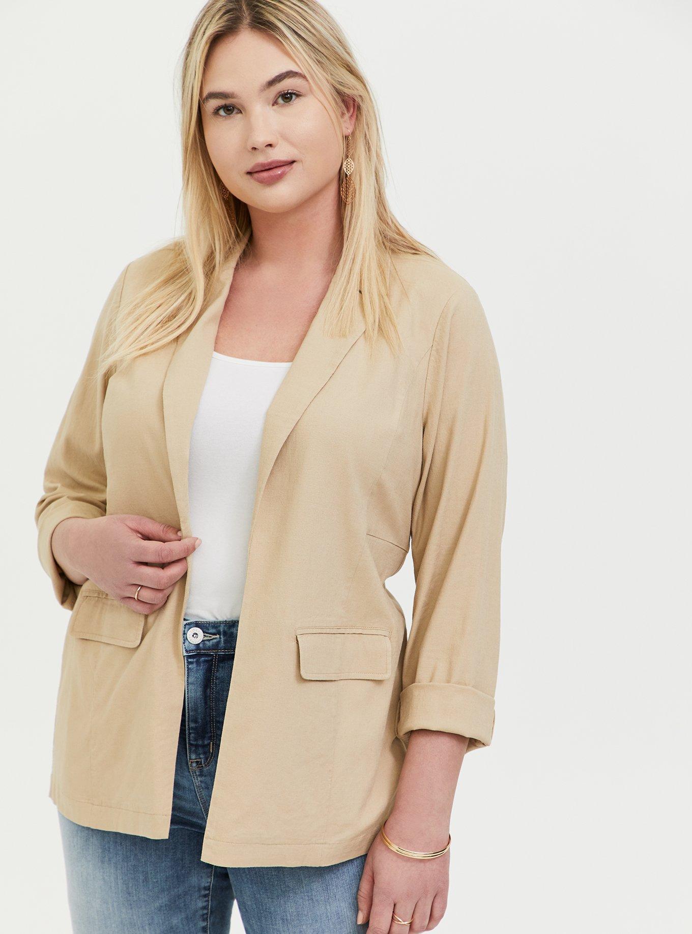 Afleiden tiran Uitsteken Plus Size - Linen Relaxed Fit Blazer - Torrid