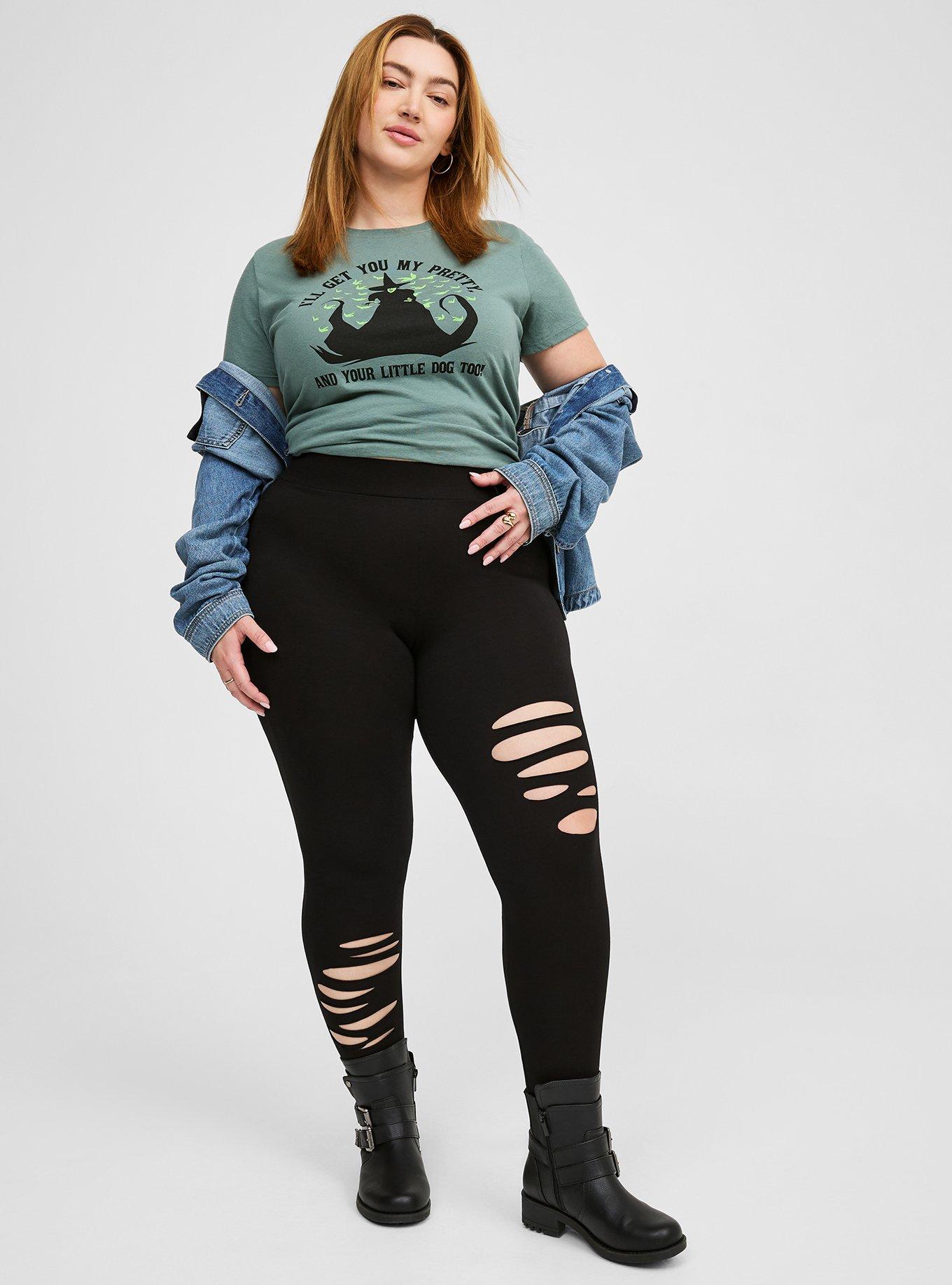 Plus Size Full Length Signature Waist Asymmetrical Destructed Legging Torrid
