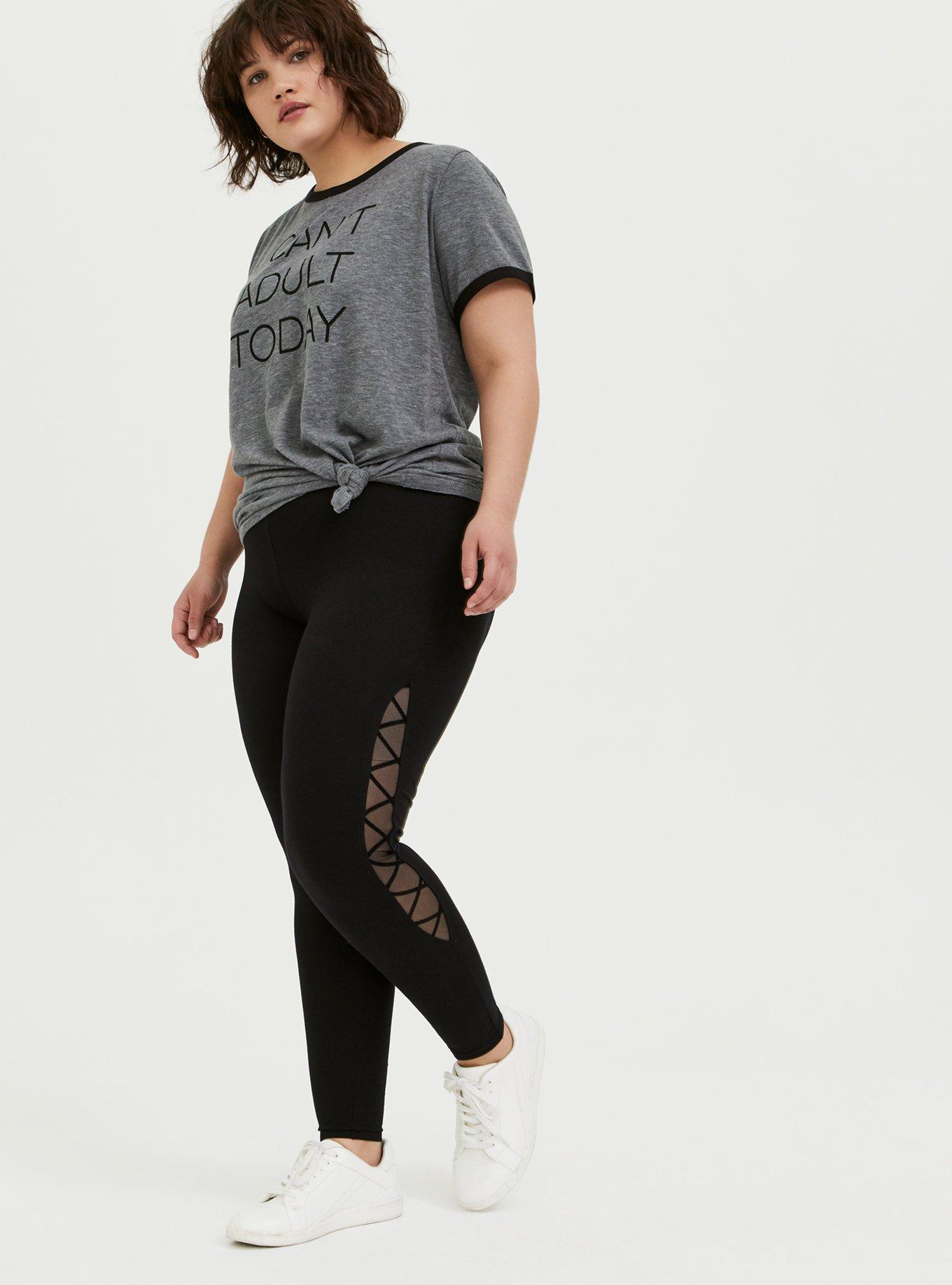 Plus Size - Premium Legging - Lattice Side Black - Torrid