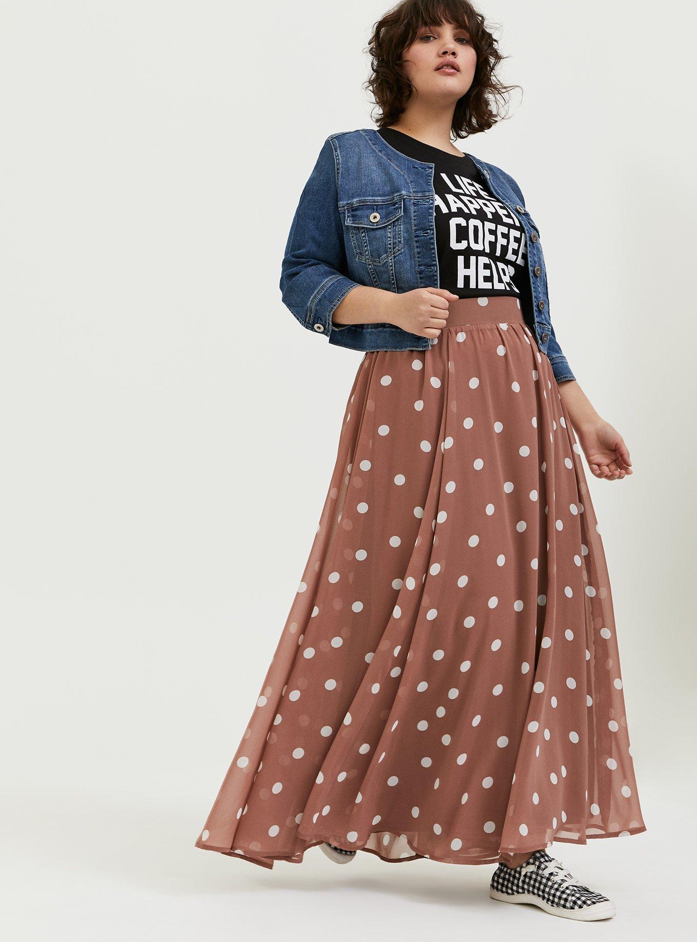 Brown skirt with white polka outlet dots