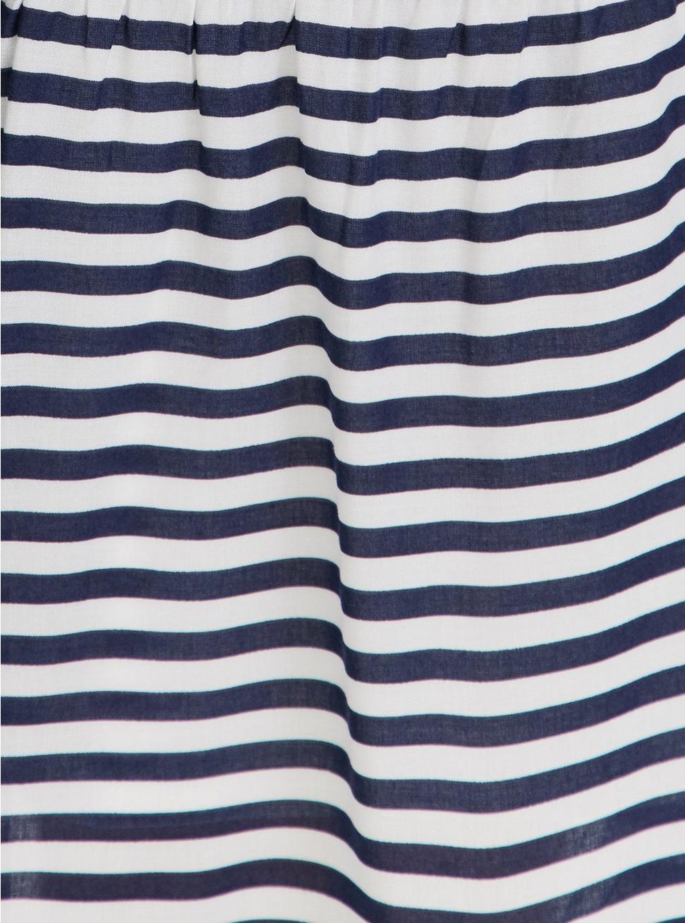 Plus Size - Navy & White Stripe Challis Self Tie Tiered Midi Dress - Torrid