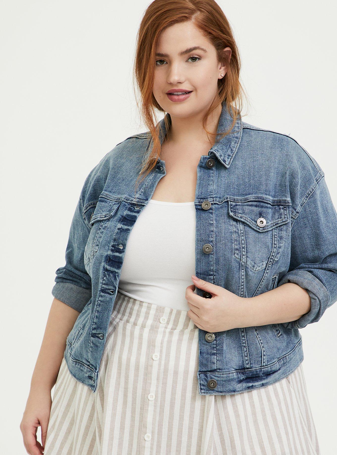 Torrid jean jacket online with hood