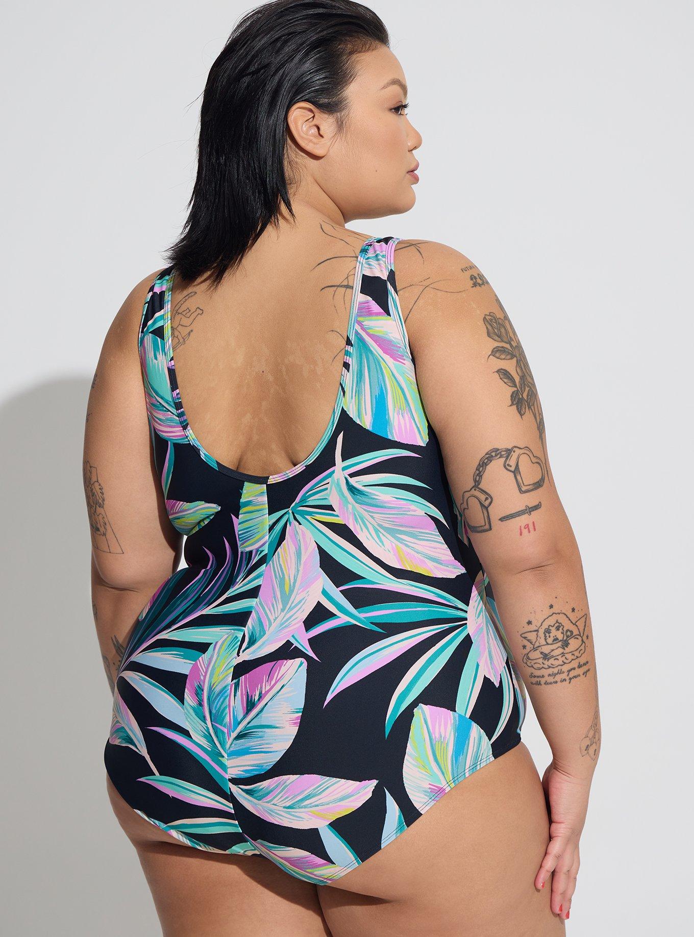 Plus Size - Leaves Print Active Swim Shirt - Torrid