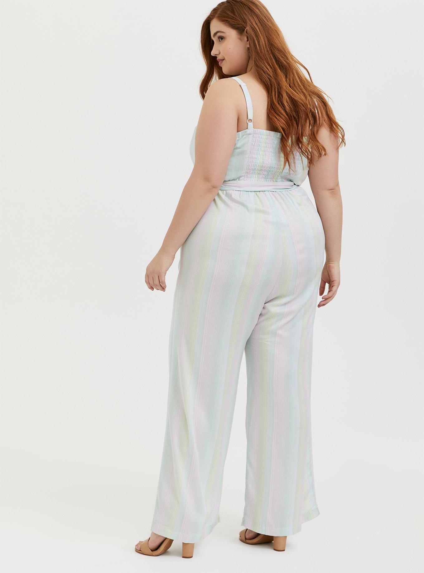 Plus Size Her Universe Disney The Little Mermaid Ariel Challis Multi Stripe Jumpsuit , MULTI STRIPE, alternate