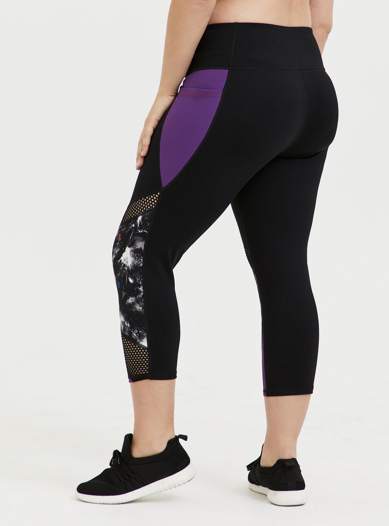 Plus Size Her Universe Marvel Avengers Galaxy Print Crop Active Legging with Pockets, DEEP BLACK, alternate