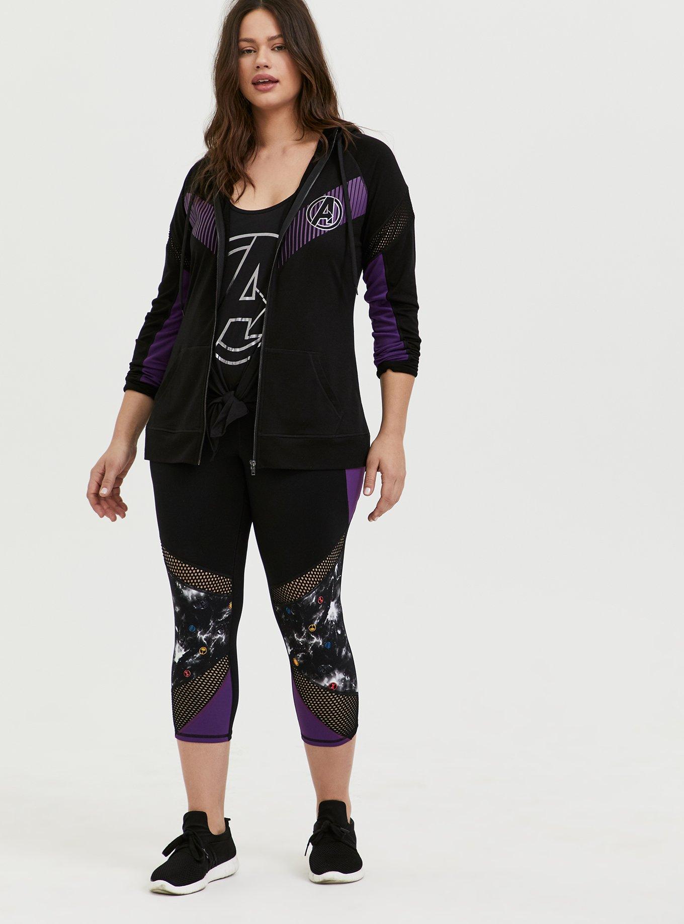 Her Universe Marvel Avengers Black & Purple Active Zip Hoodie , DEEP BLACK, alternate