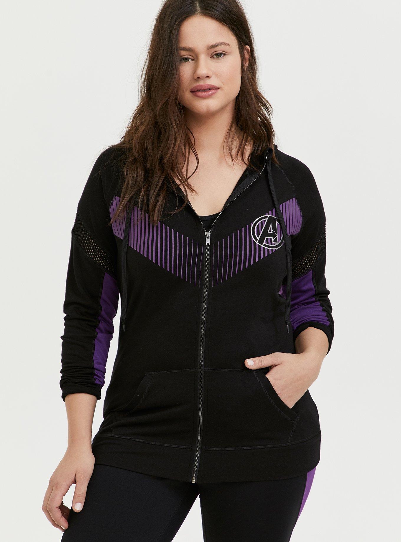 Her Universe Marvel Avengers Black & Purple Active Zip Hoodie , DEEP BLACK, alternate
