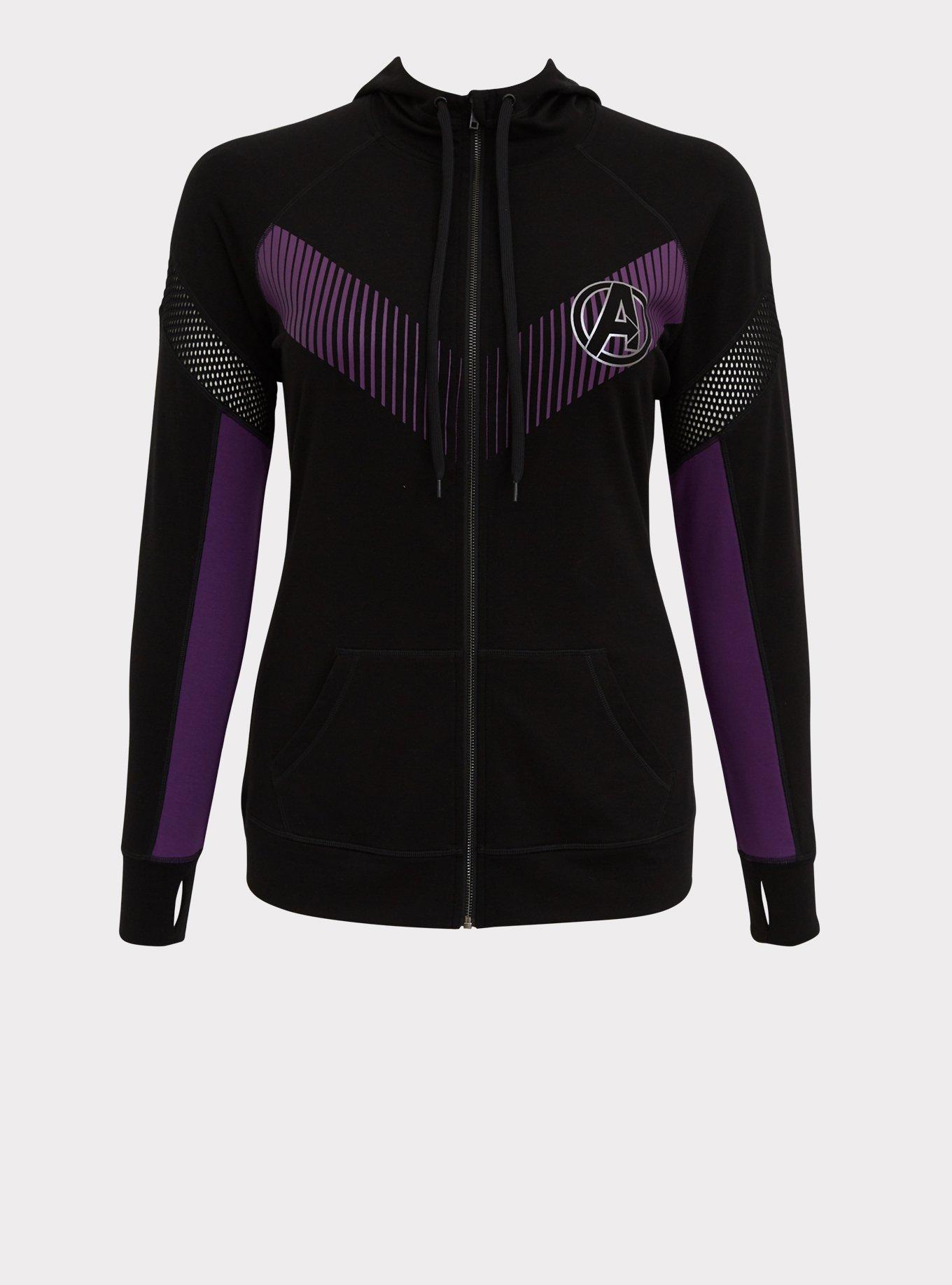 Her Universe Marvel Avengers Black & Purple Active Zip Hoodie , DEEP BLACK, hi-res