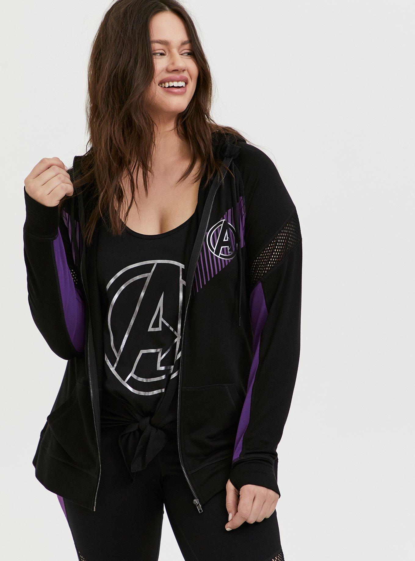 Her Universe Marvel Avengers Black & Purple Active Zip Hoodie , DEEP BLACK, hi-res