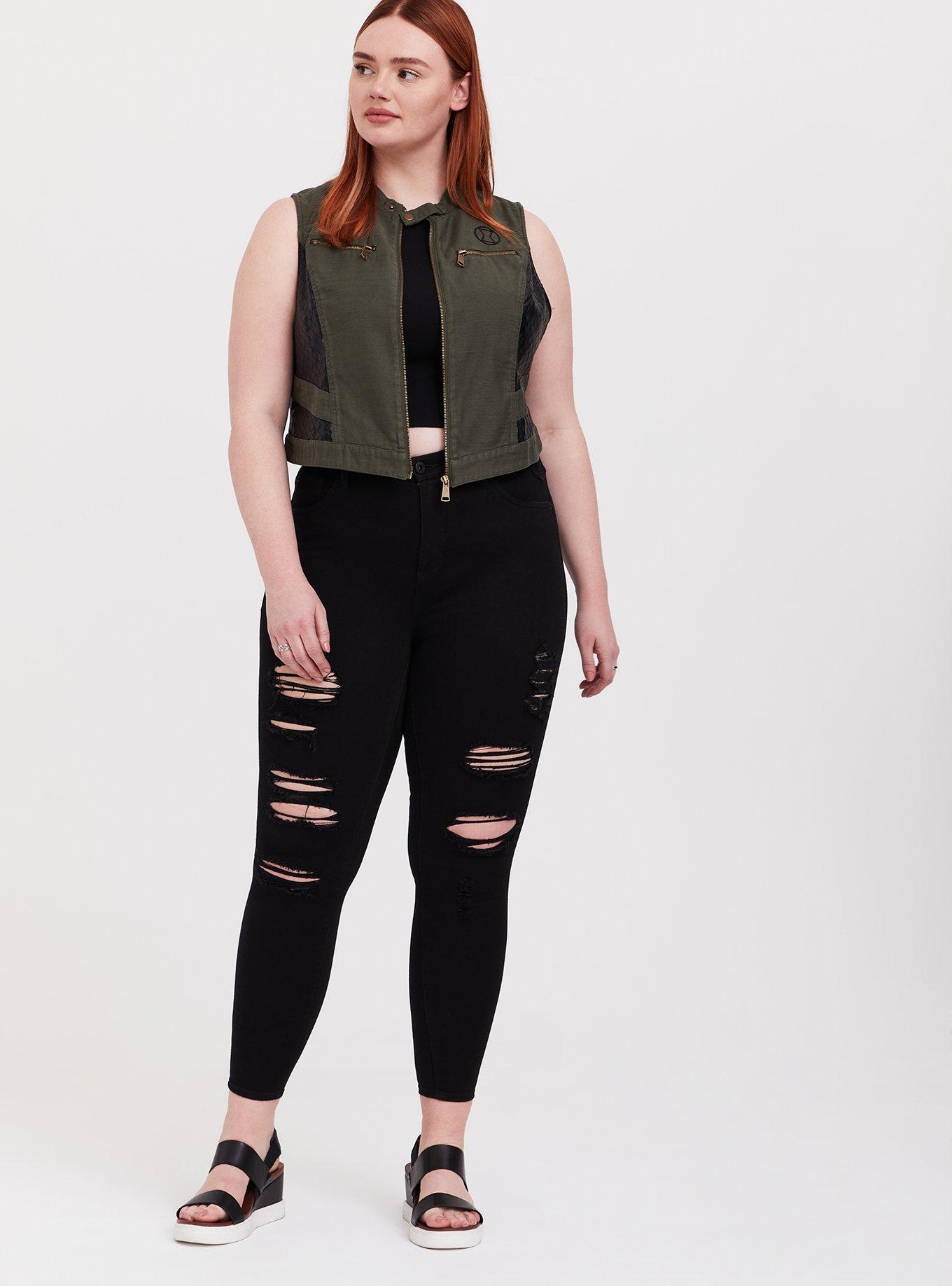 Plus Size Her Universe Marvel Black Widow Olive Green Twill Vest, DEEP DEPTHS, alternate