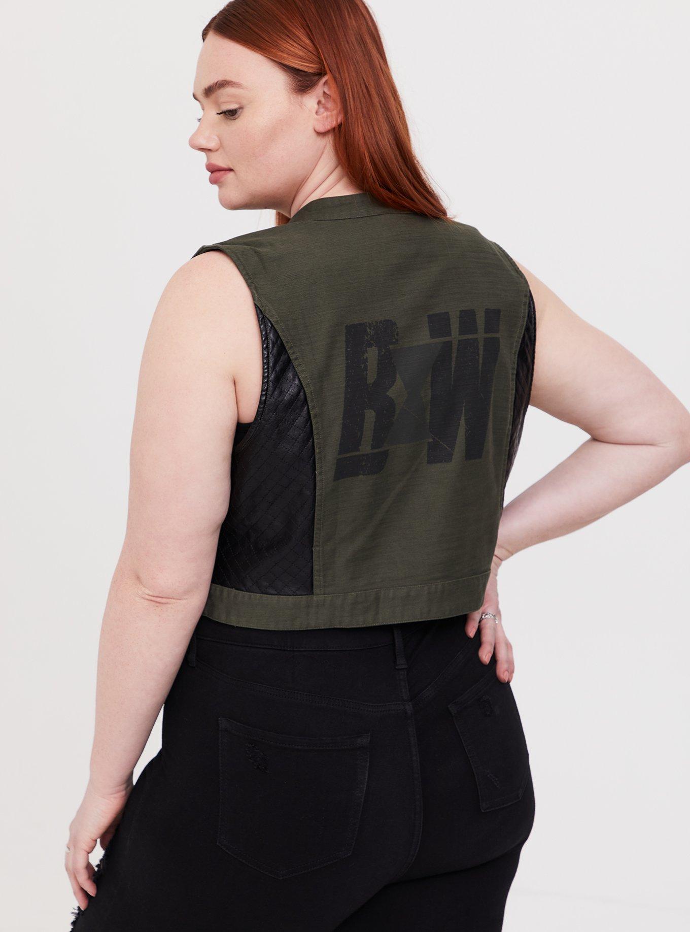Plus Size Her Universe Marvel Black Widow Olive Green Twill Vest, DEEP DEPTHS, alternate