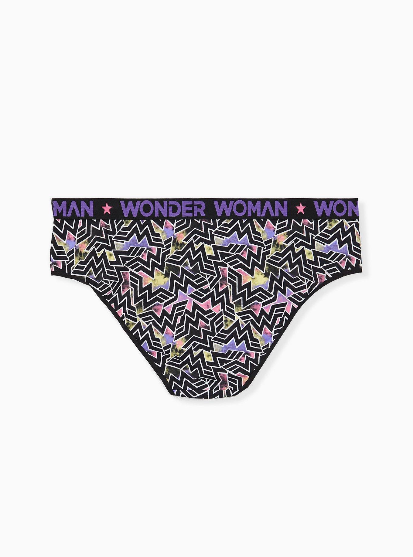Plus Size DC Comics Wonder Woman Logo Black Cotton Hipster Panty , MULTI, alternate
