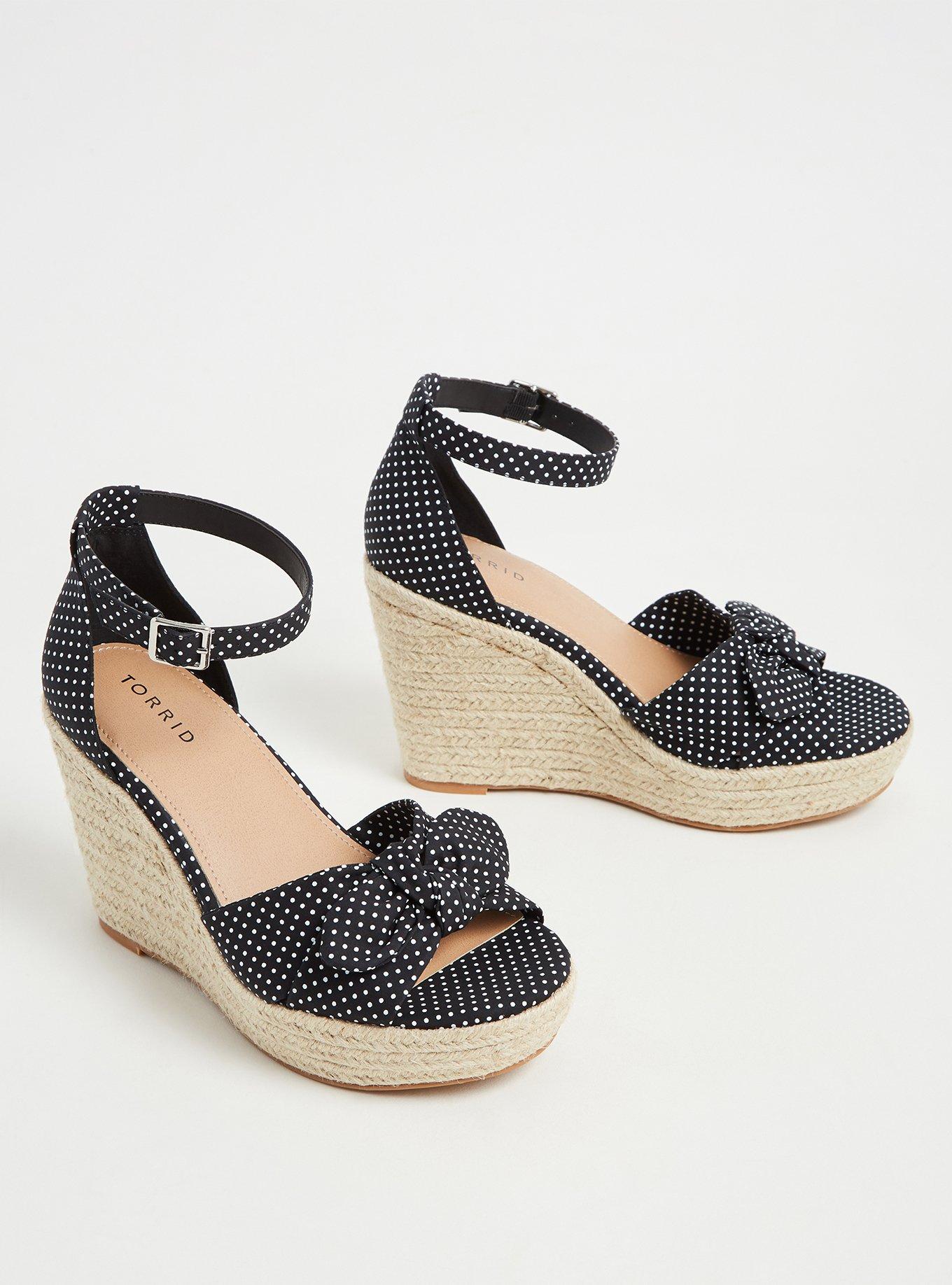 Plus Size Bow Espadrille Platform Wedge (WW), BLACK, alternate