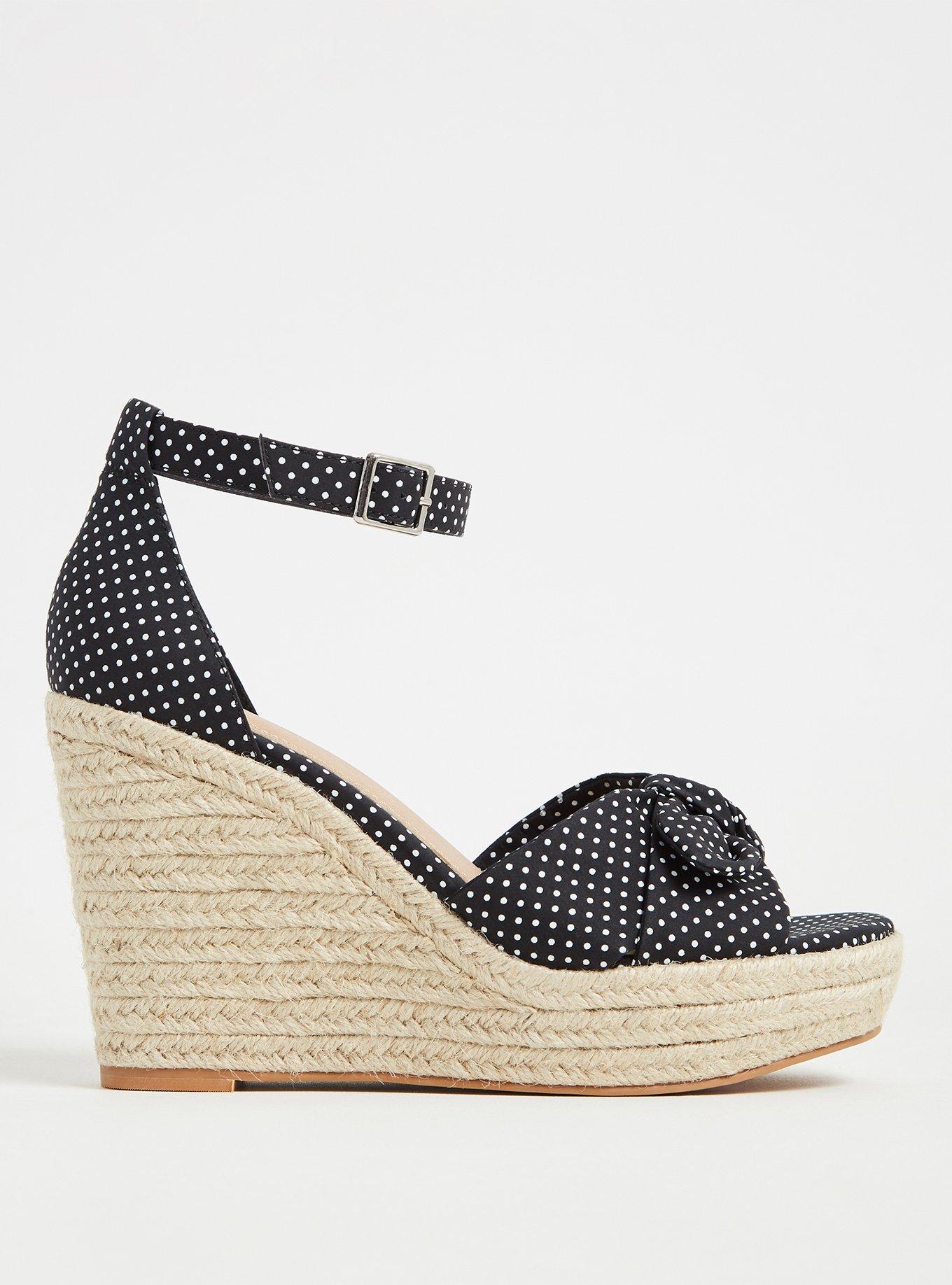 Plus Size Bow Espadrille Platform Wedge (WW), BLACK, hi-res