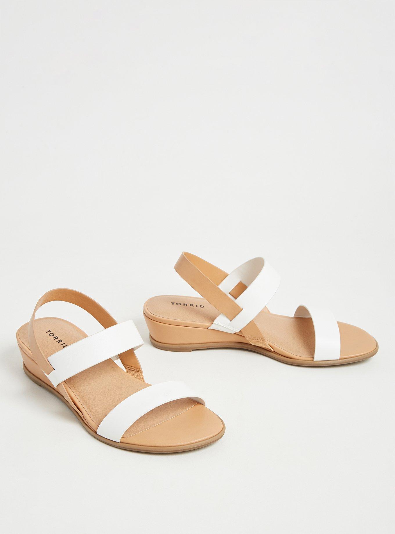 Plus Size White & Tan Faux Leather Slingback Wedge (WW), WHITE, alternate