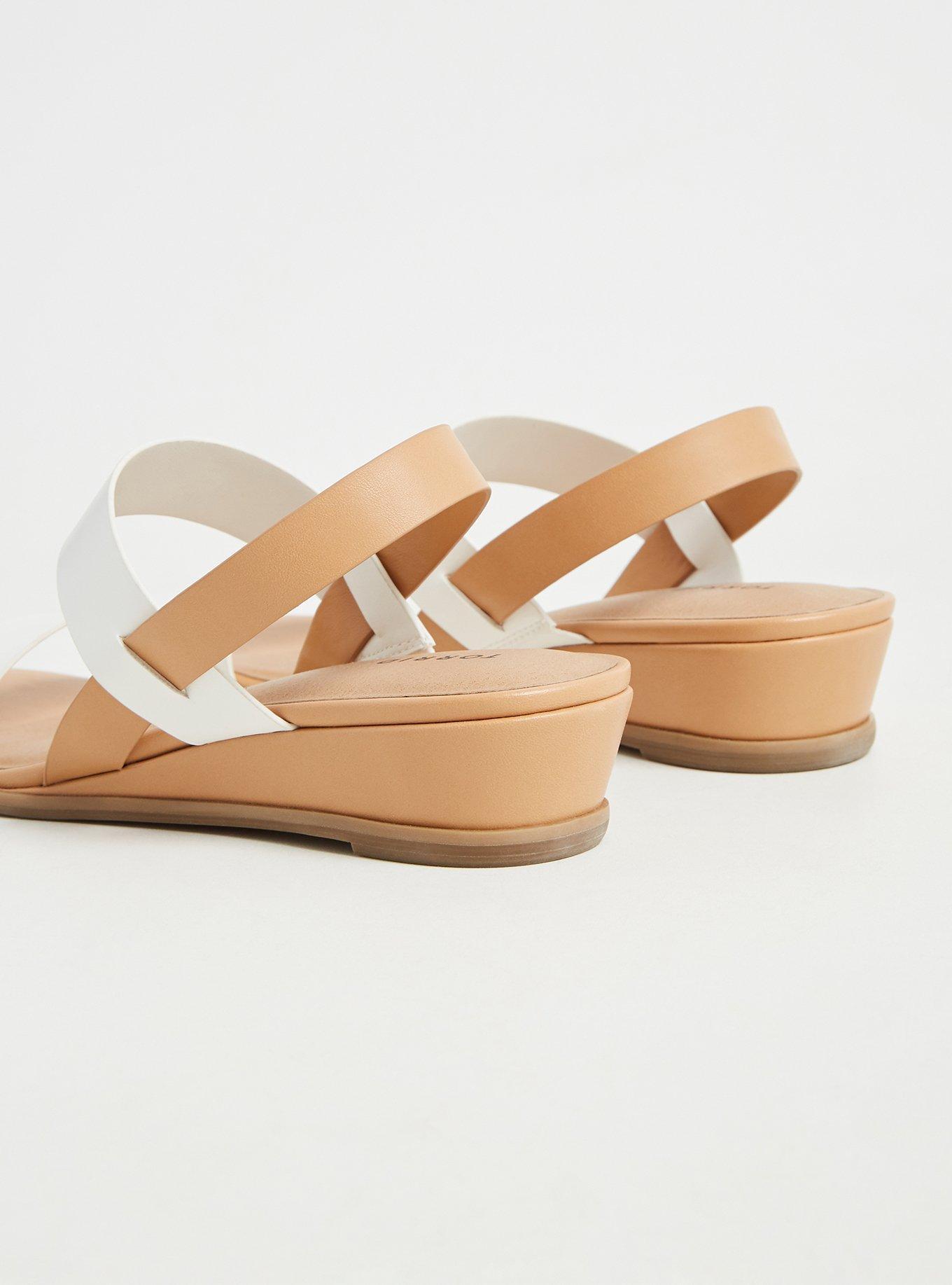 Plus Size White & Tan Faux Leather Slingback Wedge (WW), WHITE, alternate