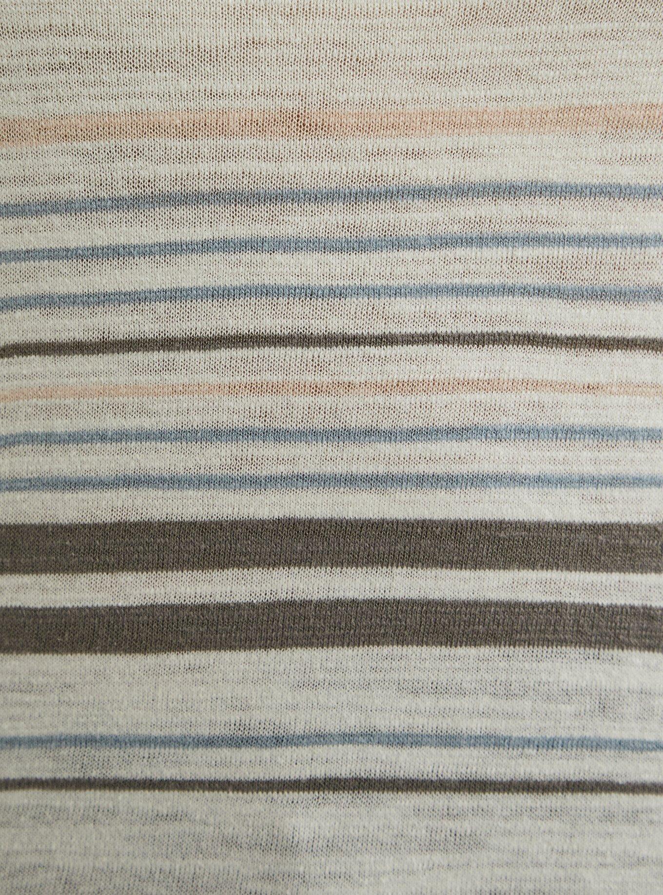 Plus Size White Multi Stripe Slub Dolman Top, STRIPE MULTI, alternate