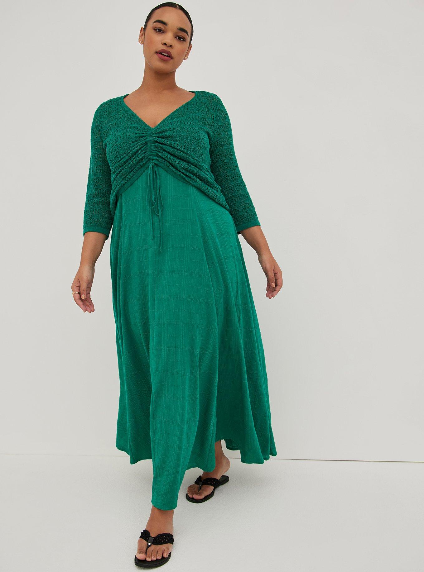 Plus Size - Maxi Cotton Textured Trapeze Dress - Torrid