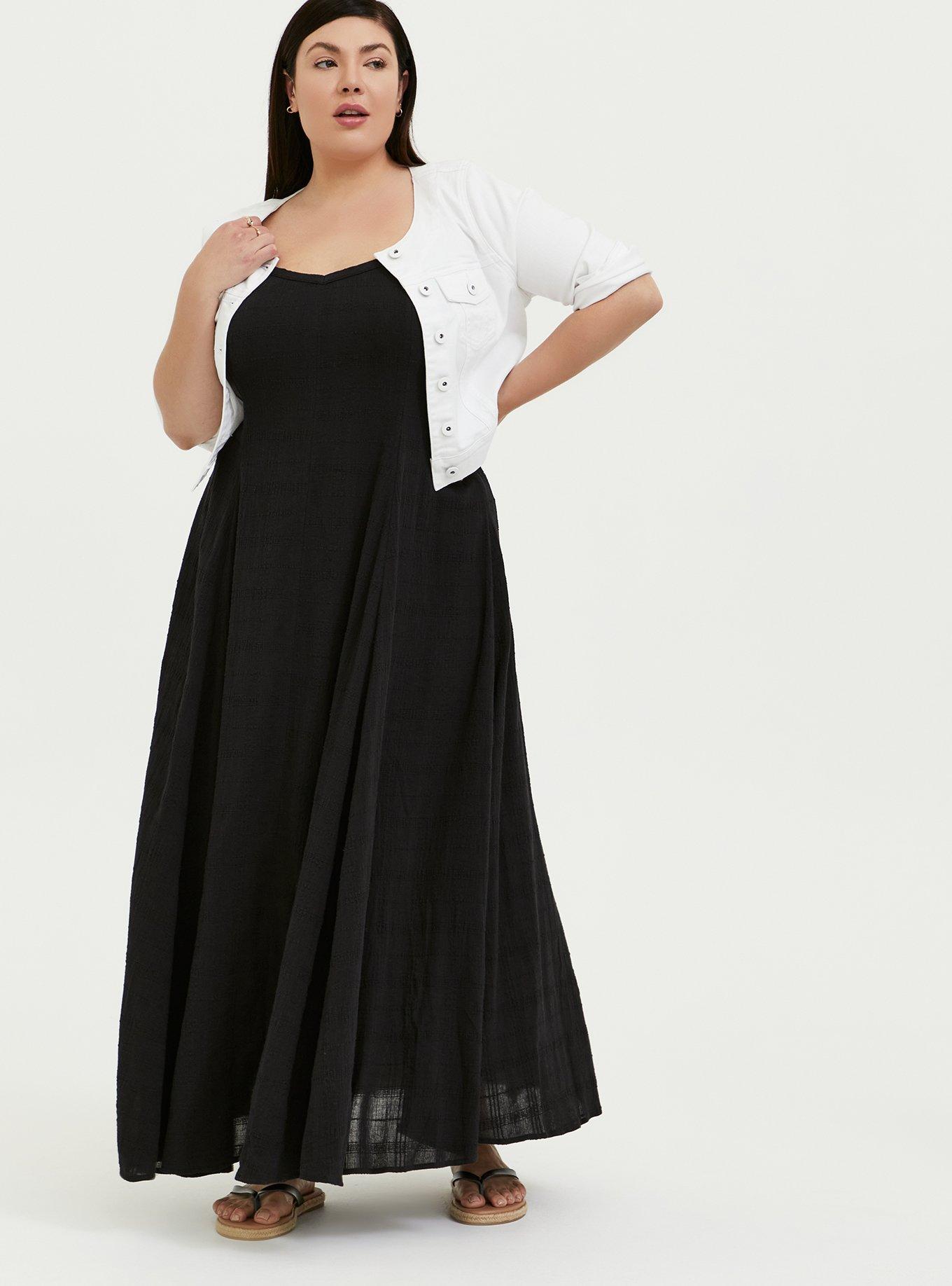 Plus Size - Maxi Cotton Textured Trapeze Dress - Torrid