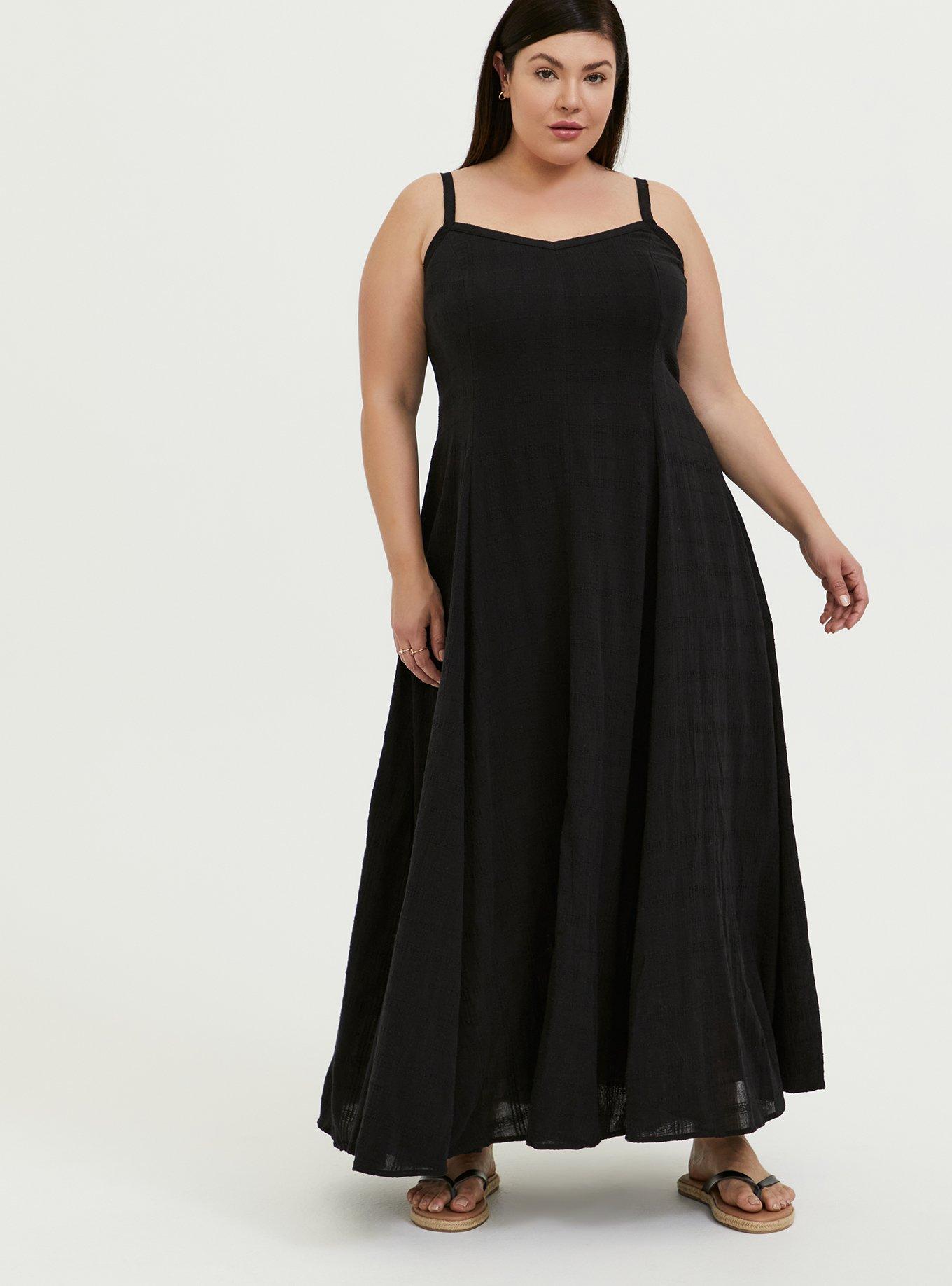 Plus Size - Maxi Cotton Textured Trapeze Dress - Torrid