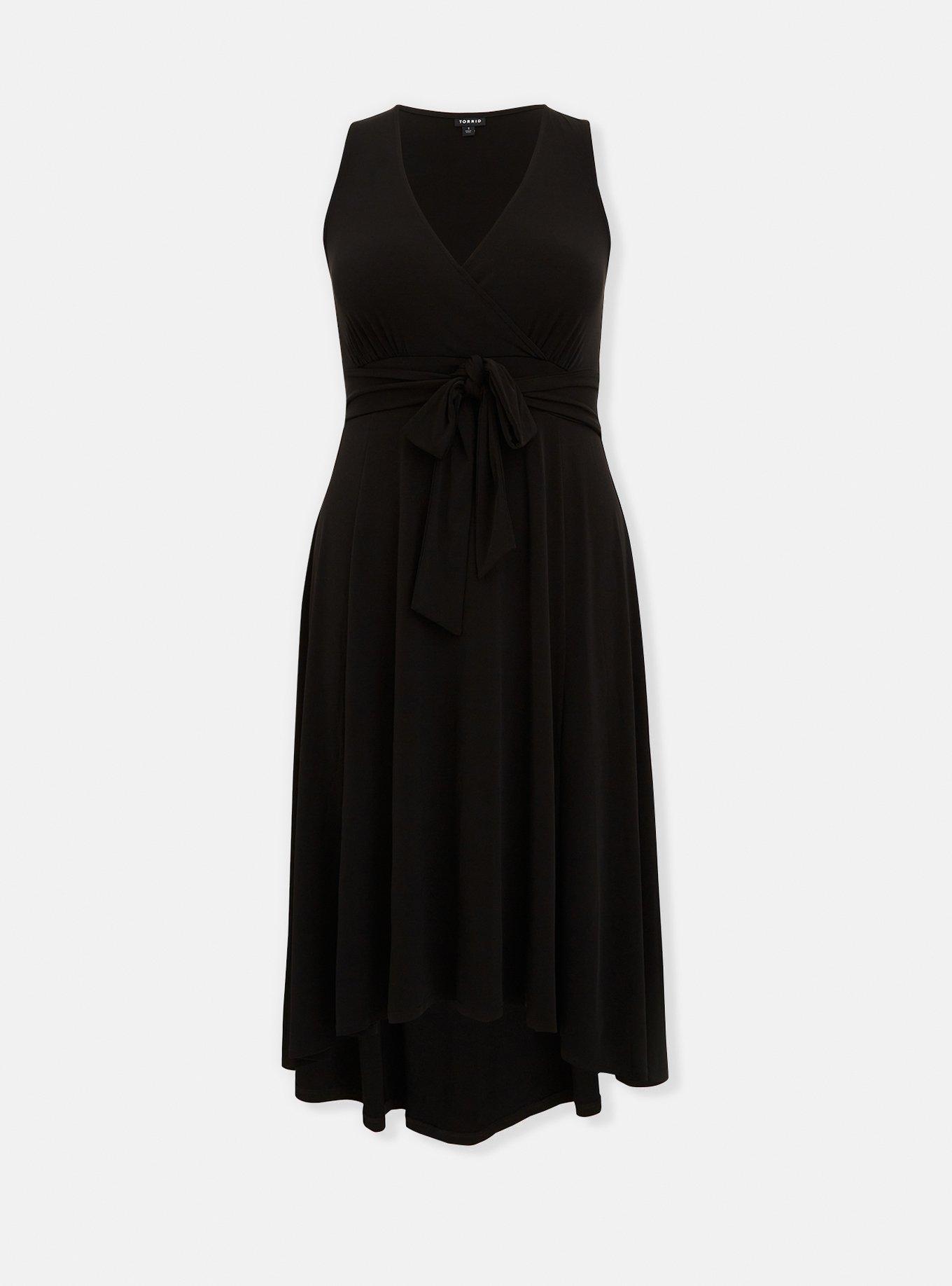 Plus Size Midi Studio Knit Hi-Low Dress, BLACK, hi-res