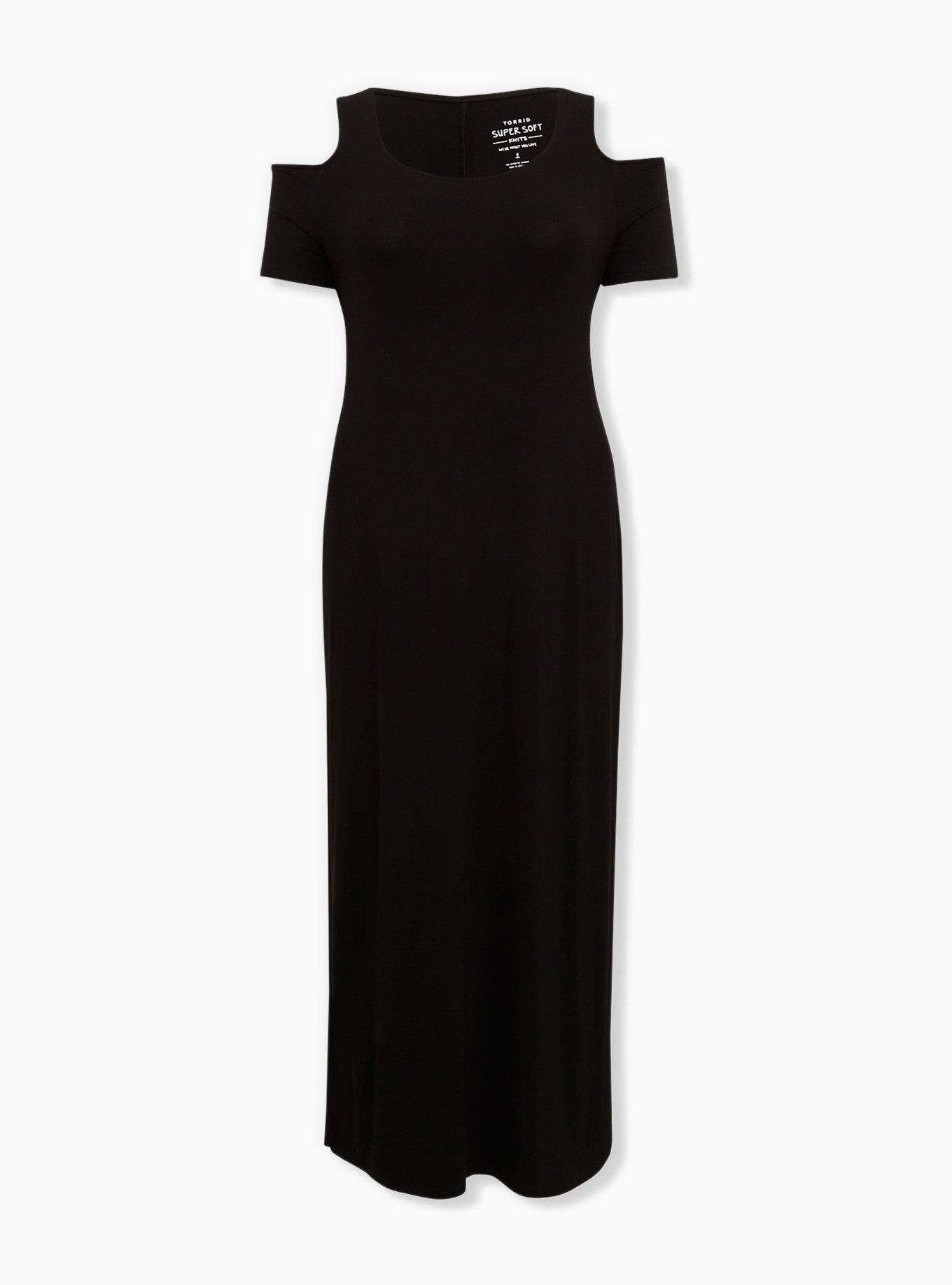 knee length dresses for ladies LOFT Black Floral Cold Shoulder Maxi Dress main image 1
