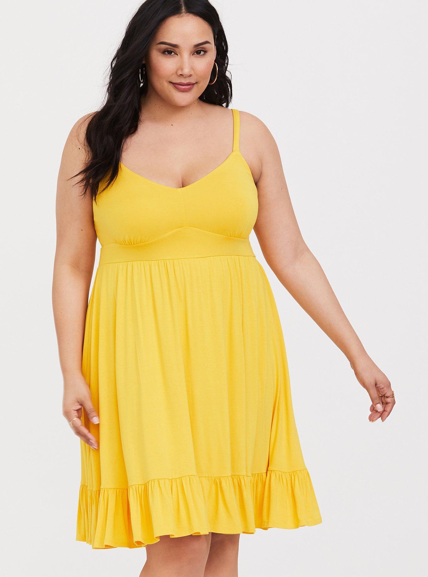 Plus size 2024 yellow skater dress