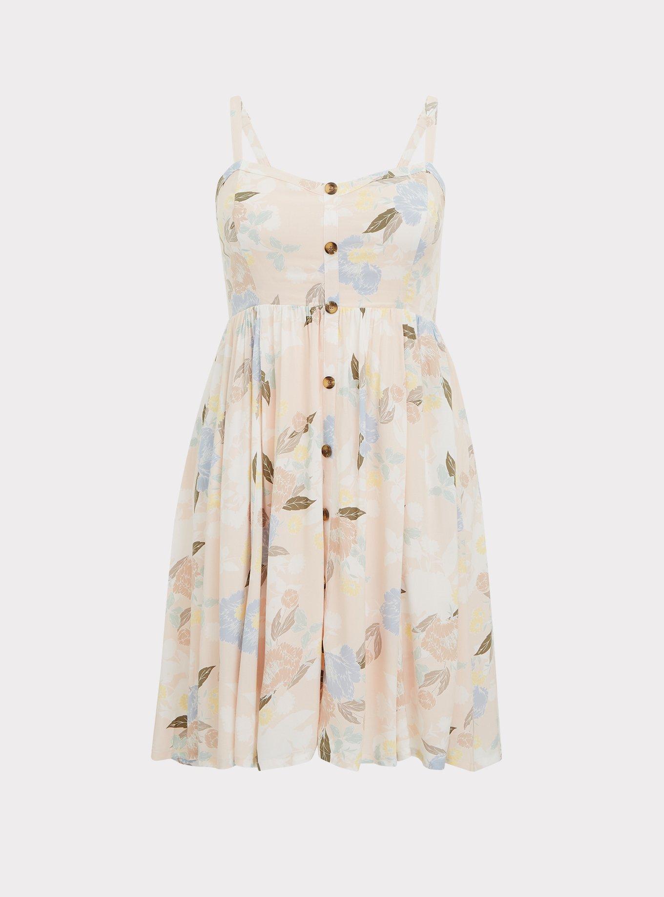 Plus Size - Light Pink Floral Challis Button Hi-Lo Dress - Torrid