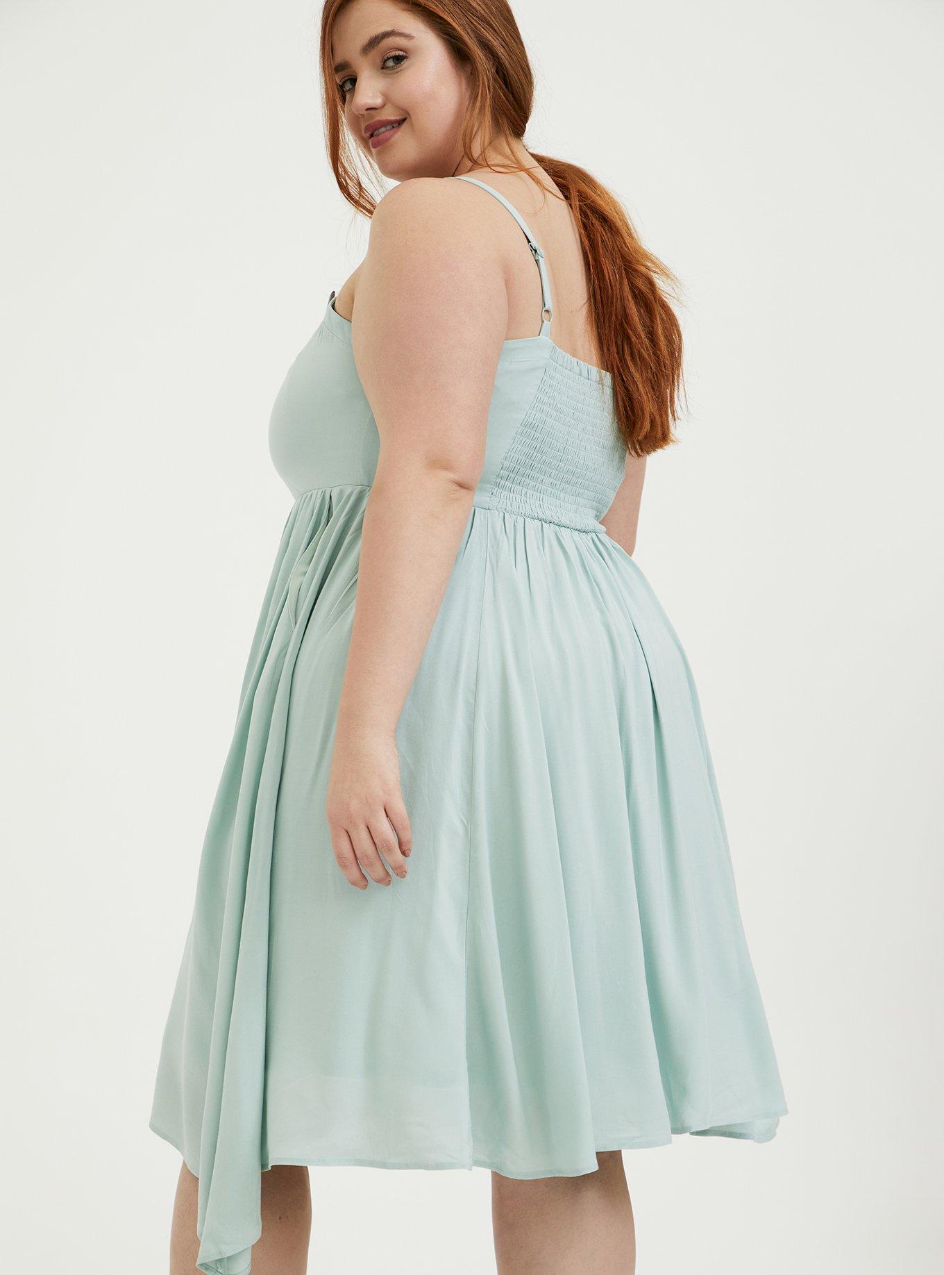 Mint Blue Challis Sharkbite Skater Dress, HARBOR GREY, alternate