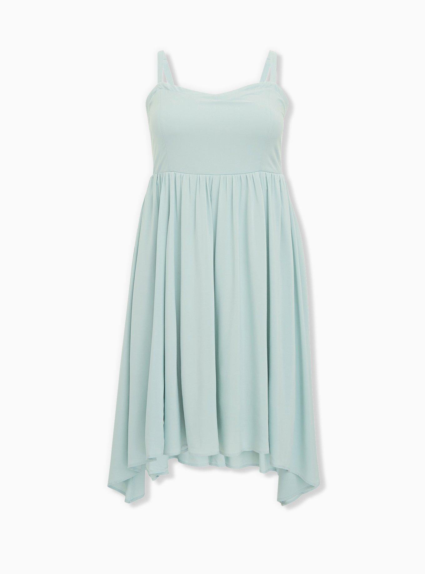 Mint Blue Challis Sharkbite Skater Dress, HARBOR GREY, hi-res
